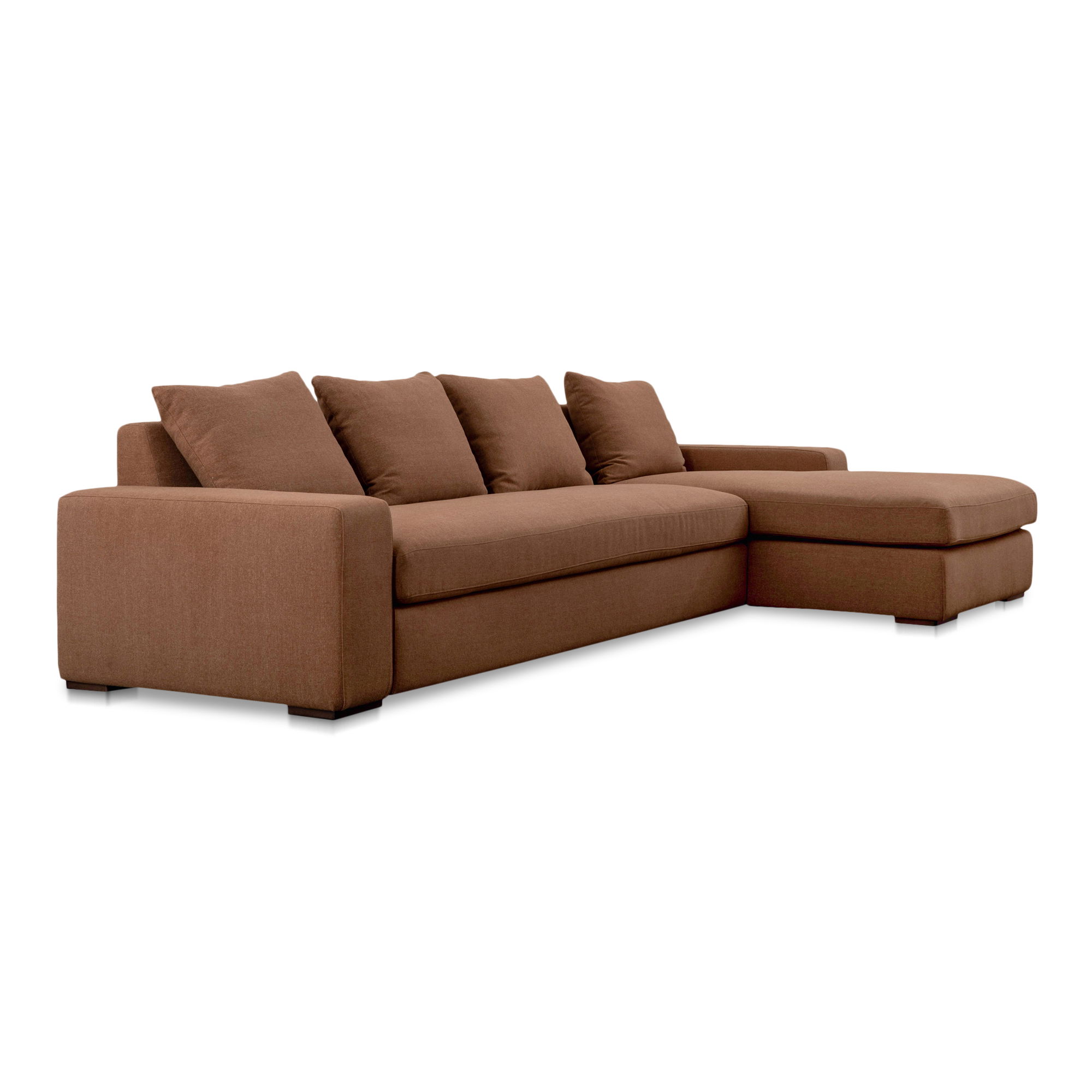 Thomas Right Sectional Rust, Sectional Sofa by Moe's Home, 125" width x 36" height x 41" depth View 2