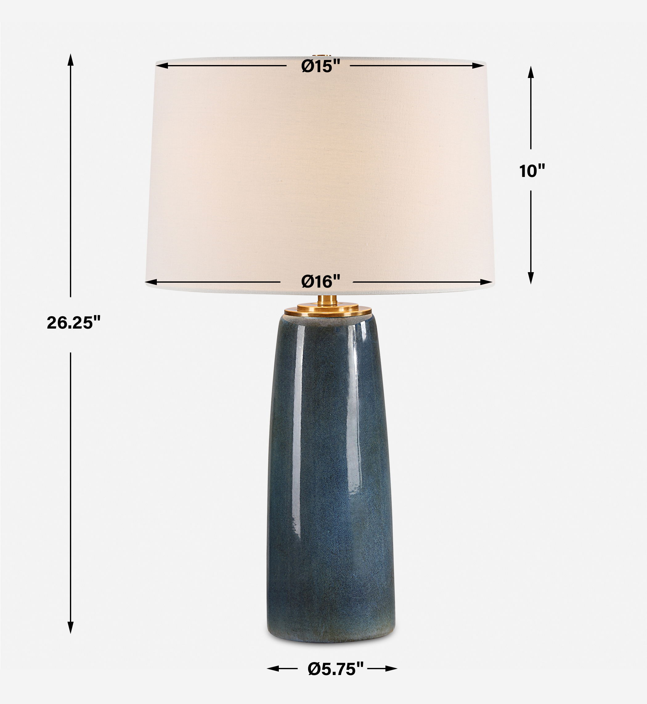 Submerged Deep Blue Table Lamp, by Uttermost, 16" width x 26.25" height x 16" depth View 3