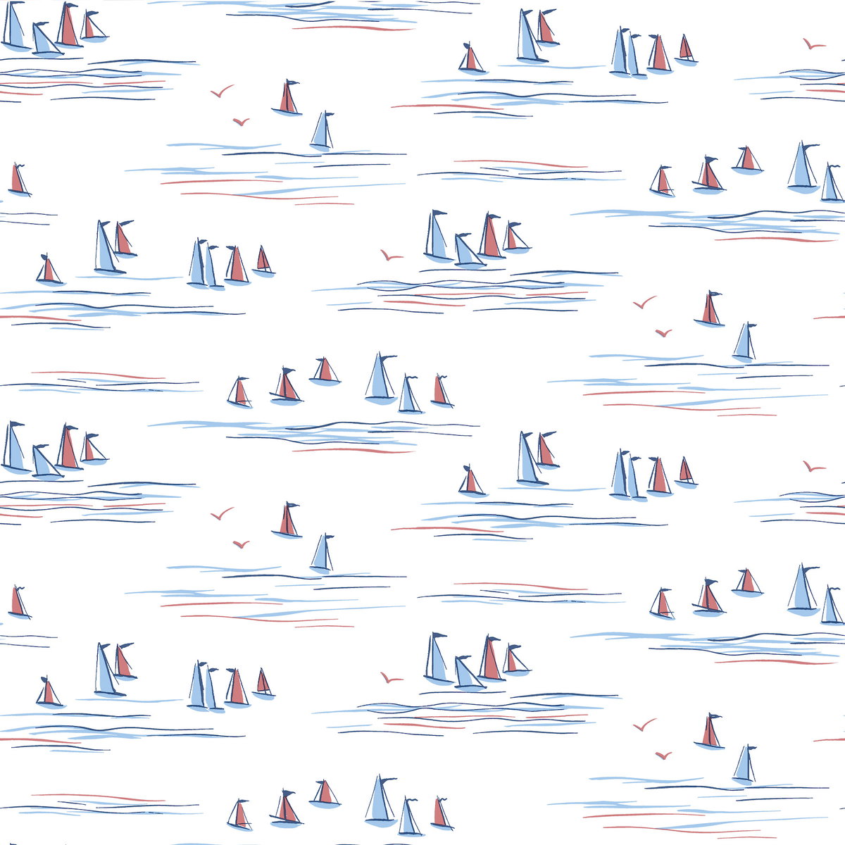 Full Sails Blue & Red Wallpaper, by York Wall, 33' length x 1'8.5" width x 0.02" depth