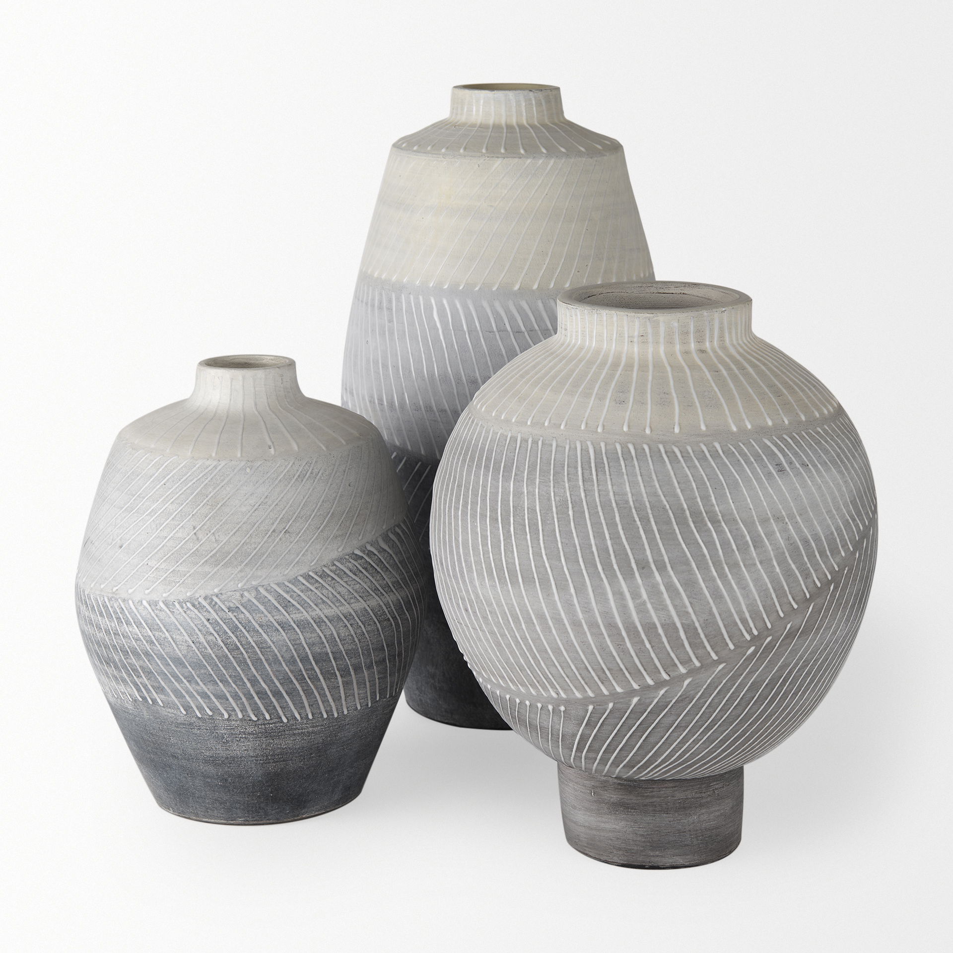 Blume 10H Off-White with Gray Textured Vase large image 