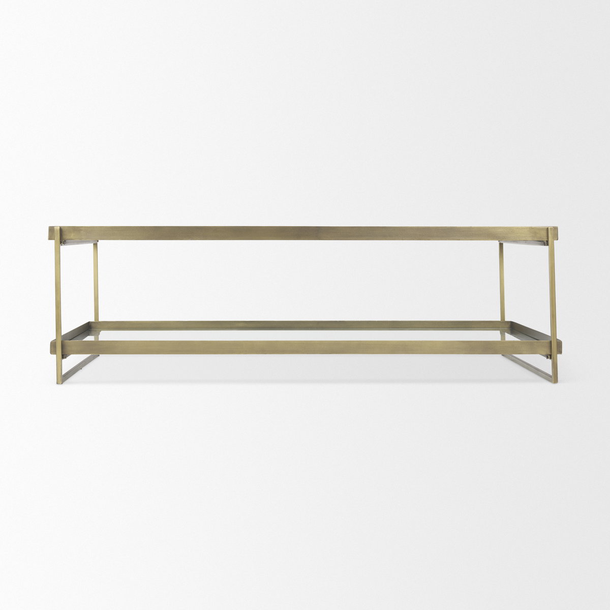 Trey  Gold Metal with Glass Coffee table, by Mercana, 56" length x 32" width x 17" height View 5