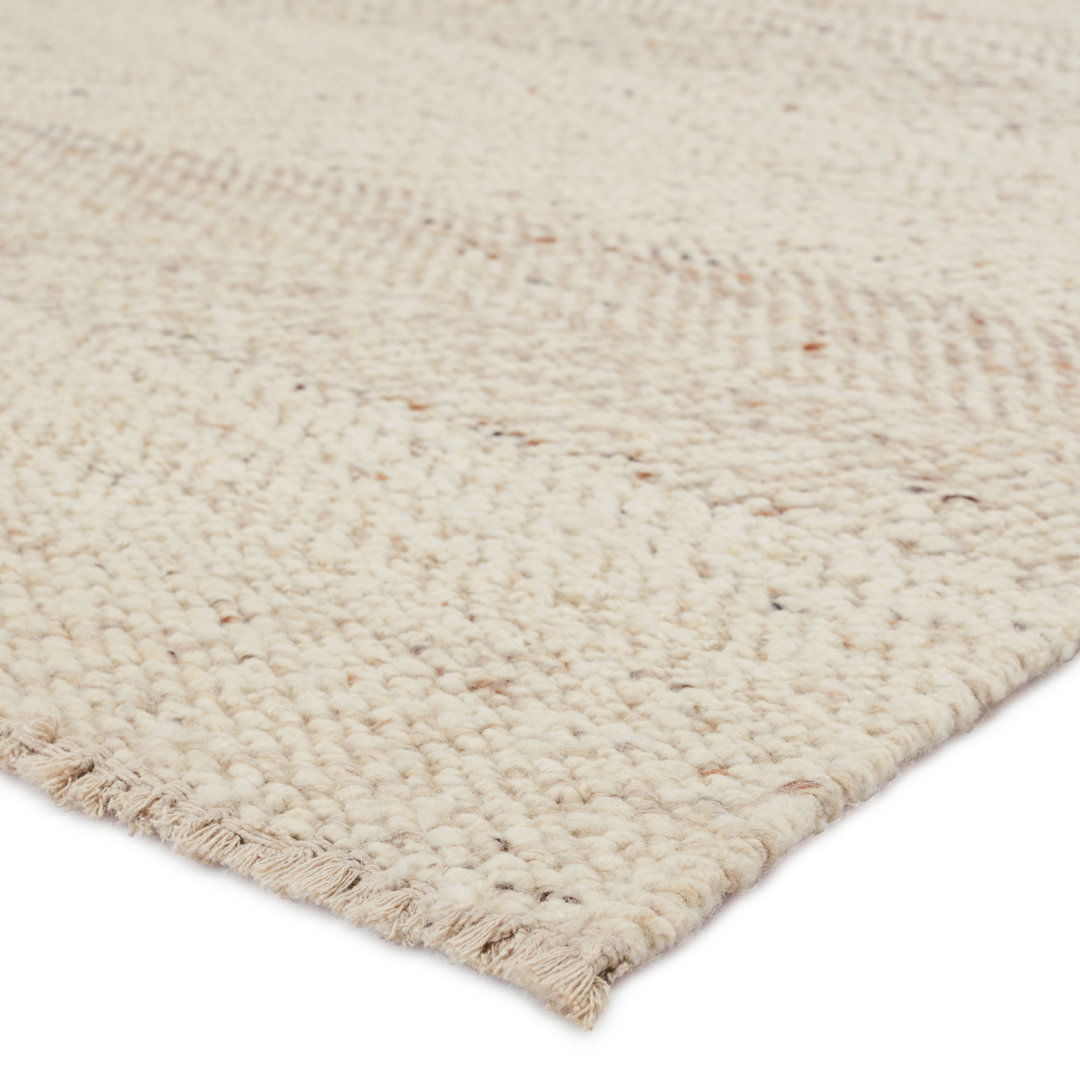 Jaipur Living Klarna LEO04 Handmade Stripes Beige and Cream Area Rug (8'x10') large image 