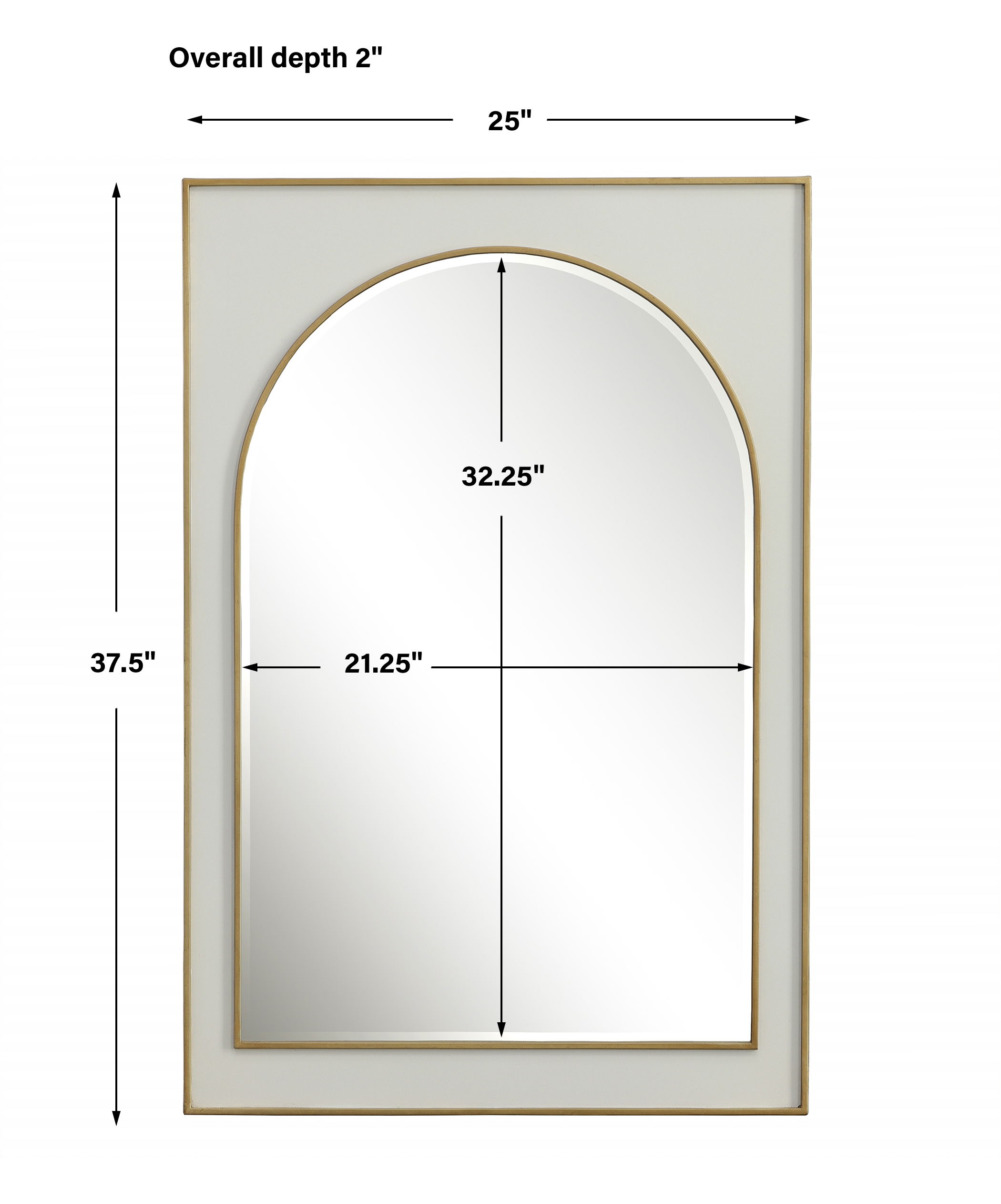 Crisanta Gloss White Arch Mirror, by Uttermost, 25" width x 37.5" height x 2" depth View 3