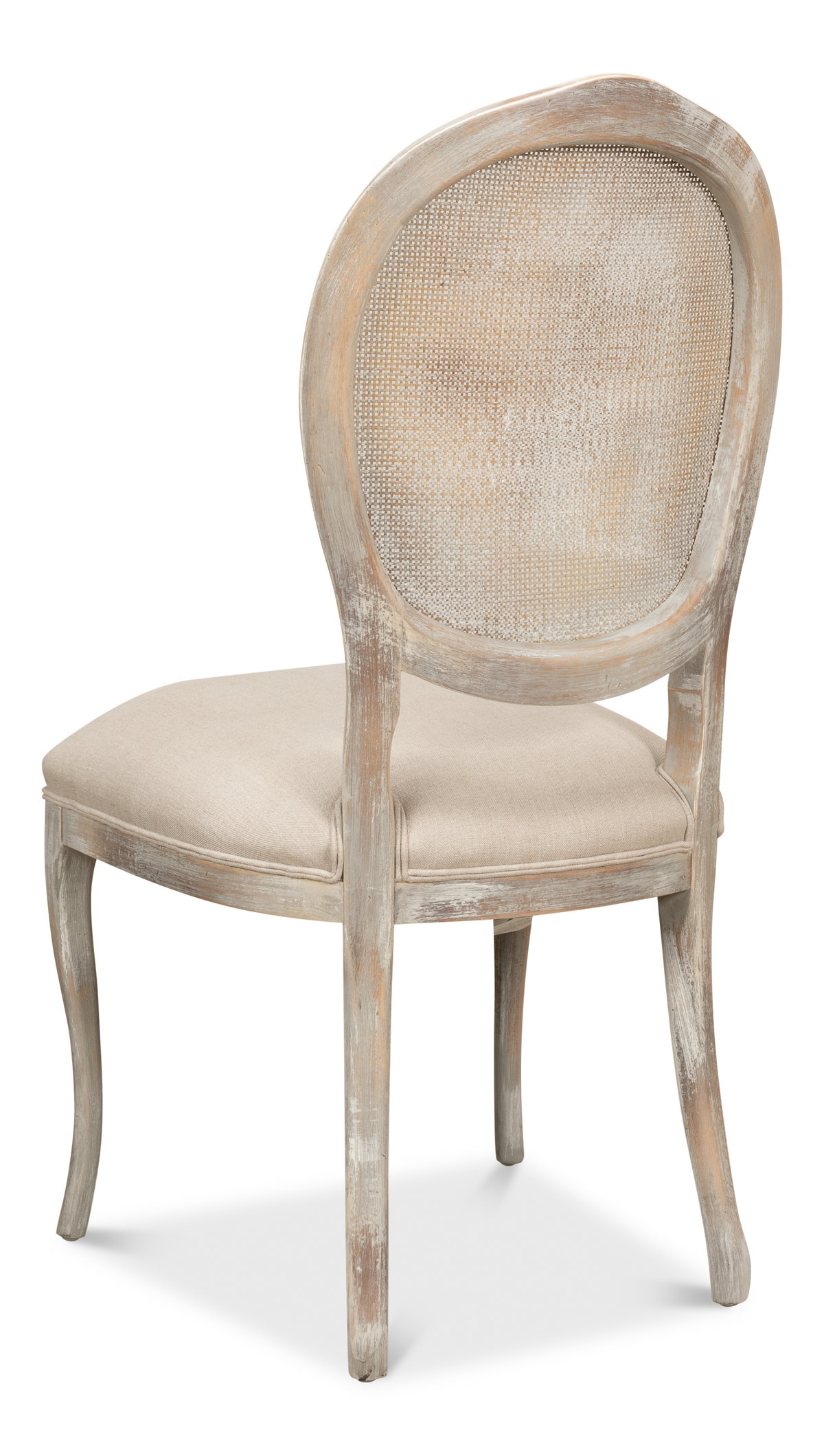 Oval Cane Back S/Chair  Grey Oak  Flax, by Sarreid, 2' length x 1'9" width x 3'5" height View 11