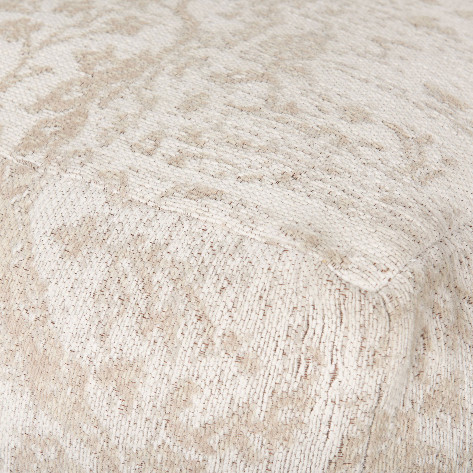 Khloe Small Cream Pouf, Ottoman by Mercana, 18" length x 18" width x 18" height View 8