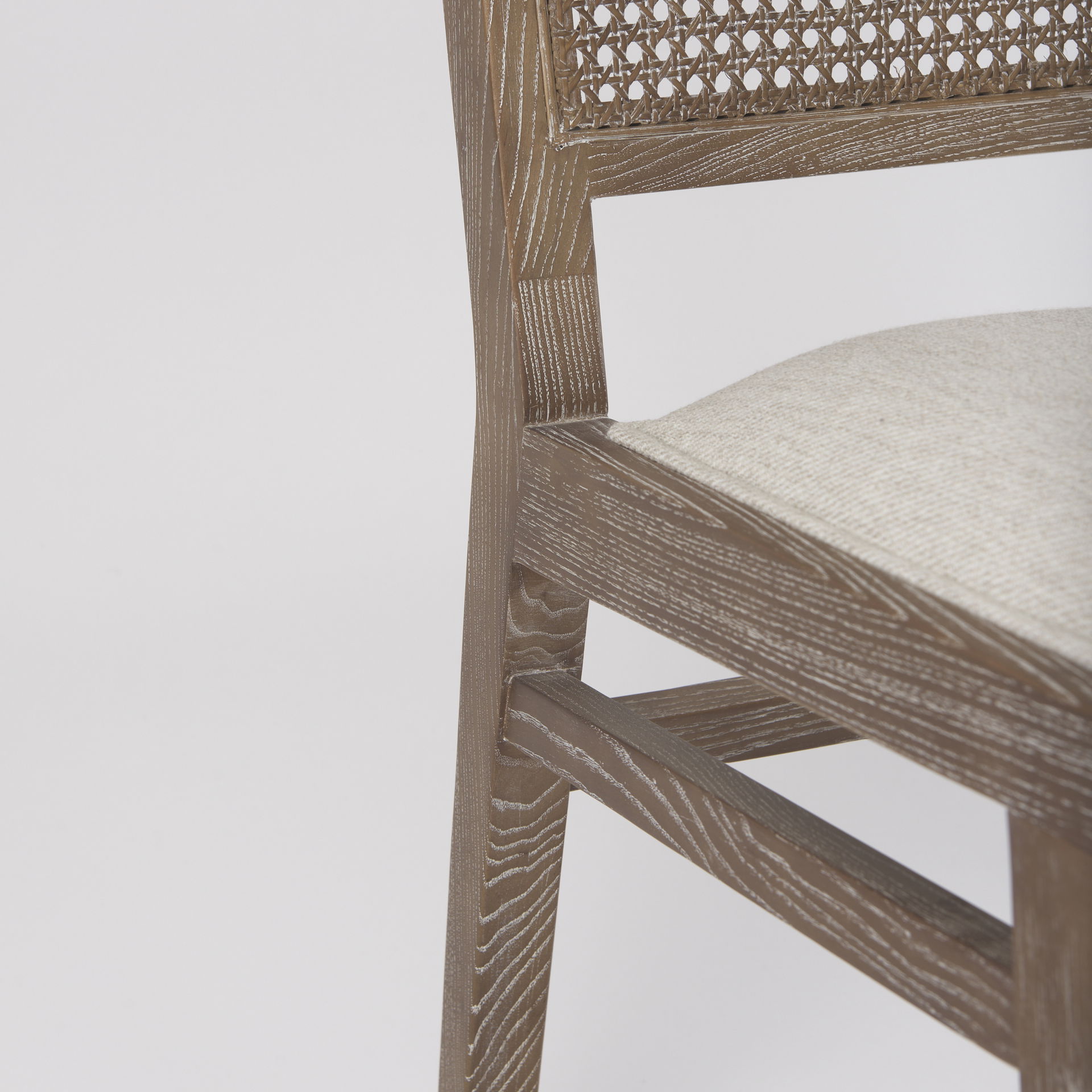 Wynn  Cream Upholstered Fabric with Brown Wood Dining Chair large image 