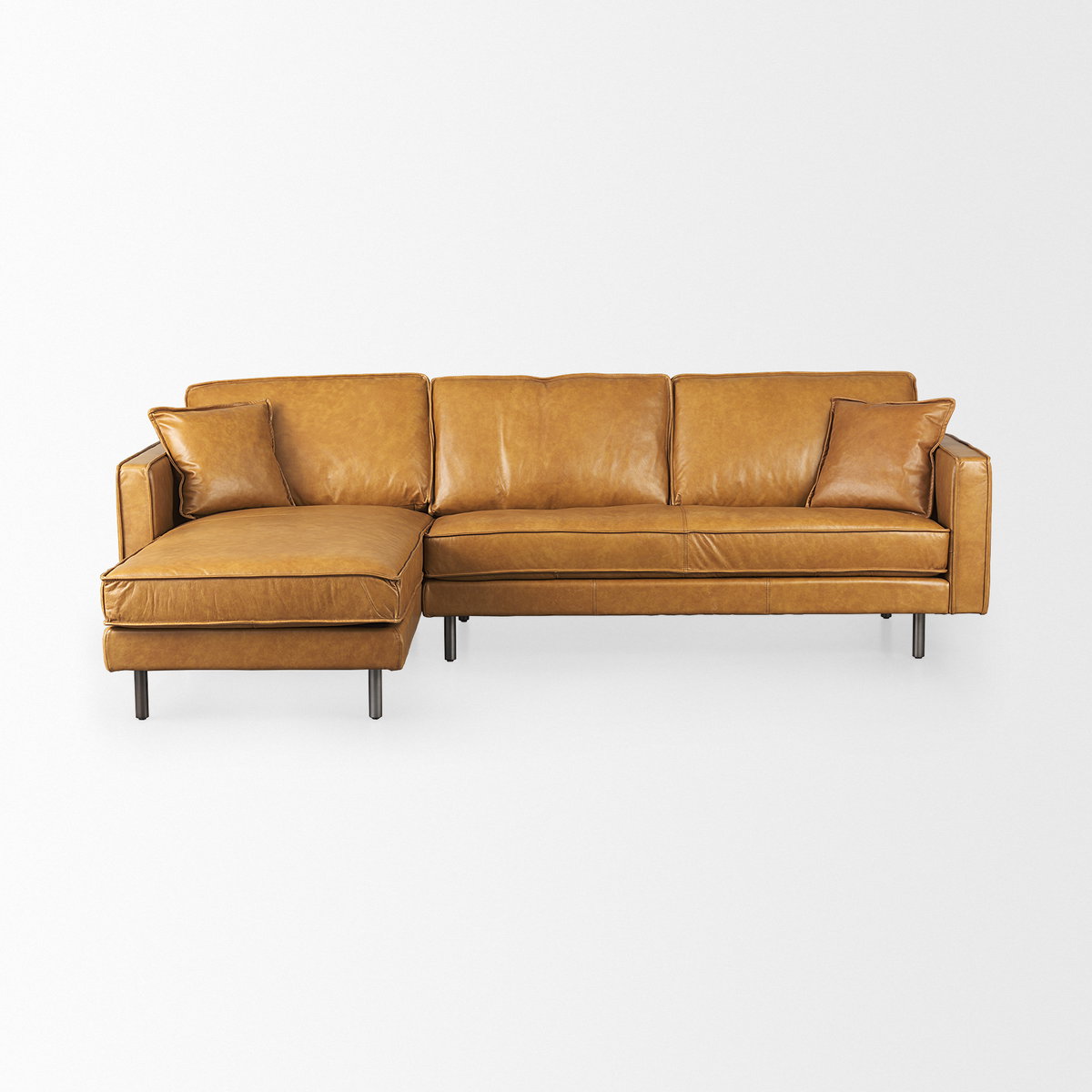 D'Arcy 111'L x 70'D x 33'H Tan Leather Left Chaise Sectional, Sectional Sofa by Mercana, 111" length x 70" width x 33" height View 6