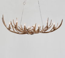 Online Designer Combined Living/Dining Faux Antler Linear Chandelier, Natural