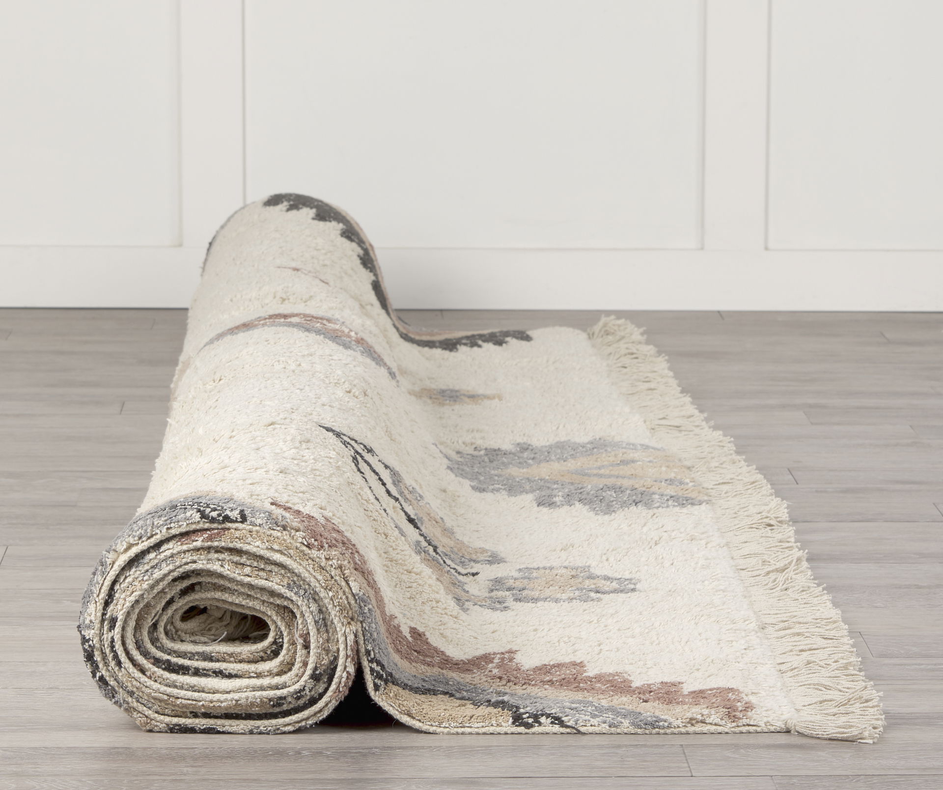 Carla 5x8 Earthy Neutrals Patterned Cotton Area Rug, by Mercana, 8' length x 5' width x 0.98" height View 3