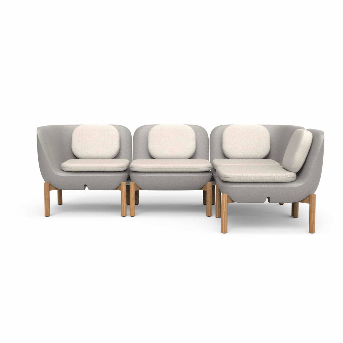 Inou Elements Modular Four-seater Sectional Sofa, Outdoor Furniture by Crescent Garden, 6'9.3" width x 2'2.4" height x 4'5.3" depth View 1