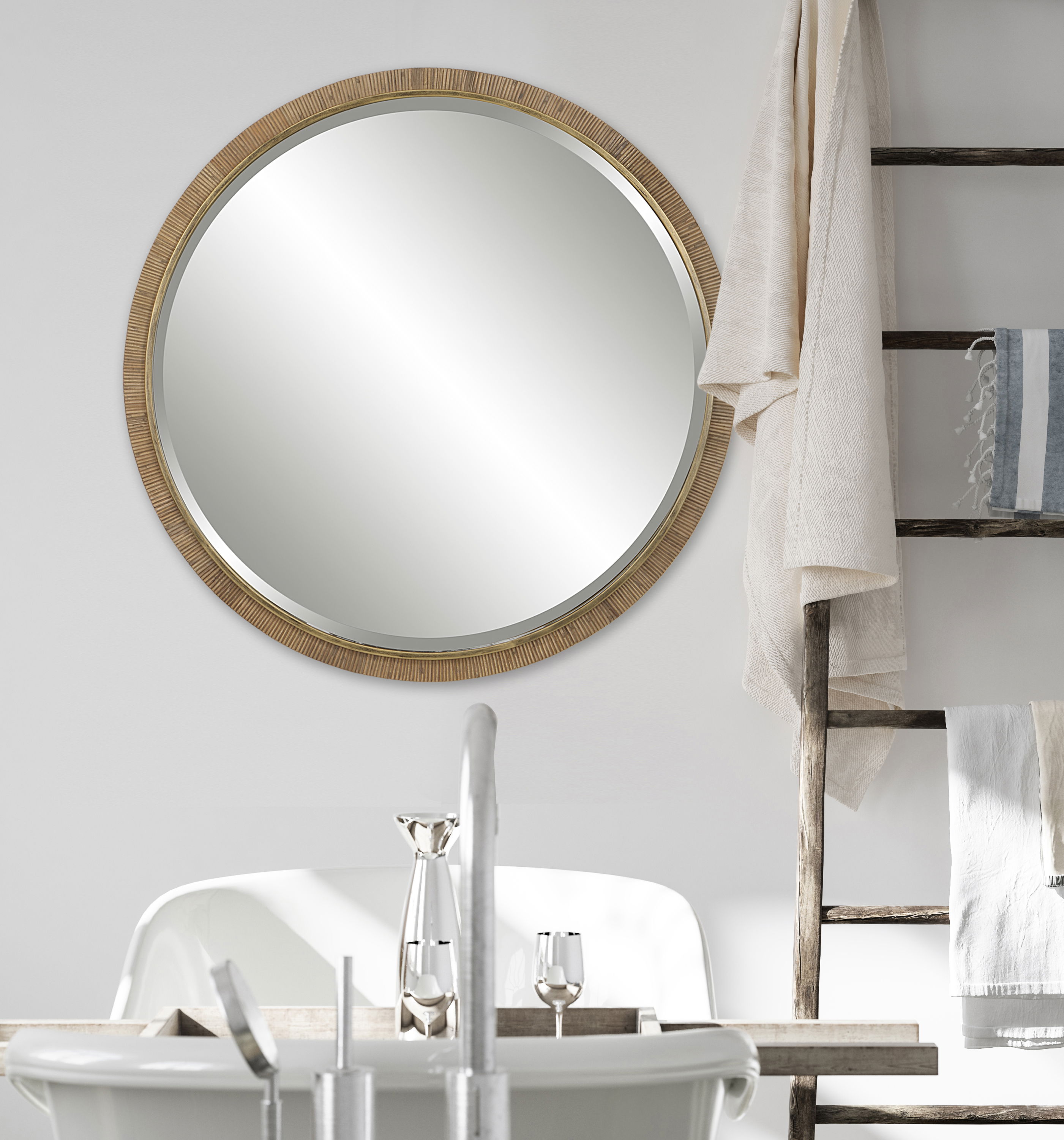 Paradise Round Rattan Mirror large image 