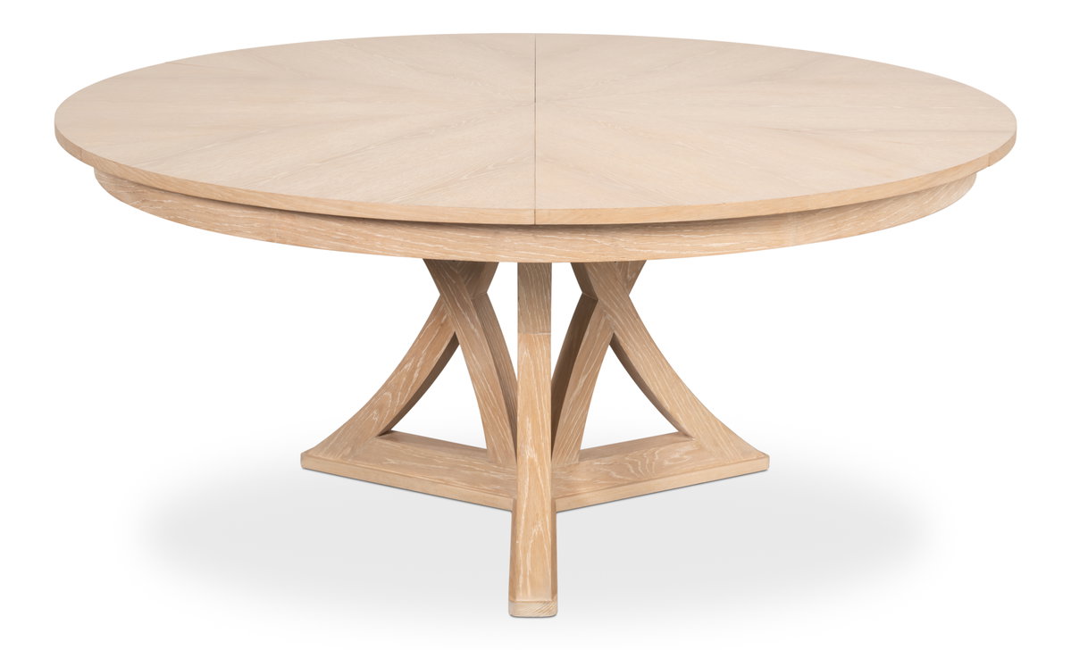 Casual Jupe Dining Table Bleached Oak M, by Sarreid, 4'7" length x 4'7" width x 2'6" height View 1