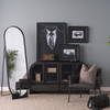 Harvey  Black Metal and Wood Rectangular Table Clock, by Mercana, 12.99" length x 4.53" width x 8.07" height thumbnail 2
