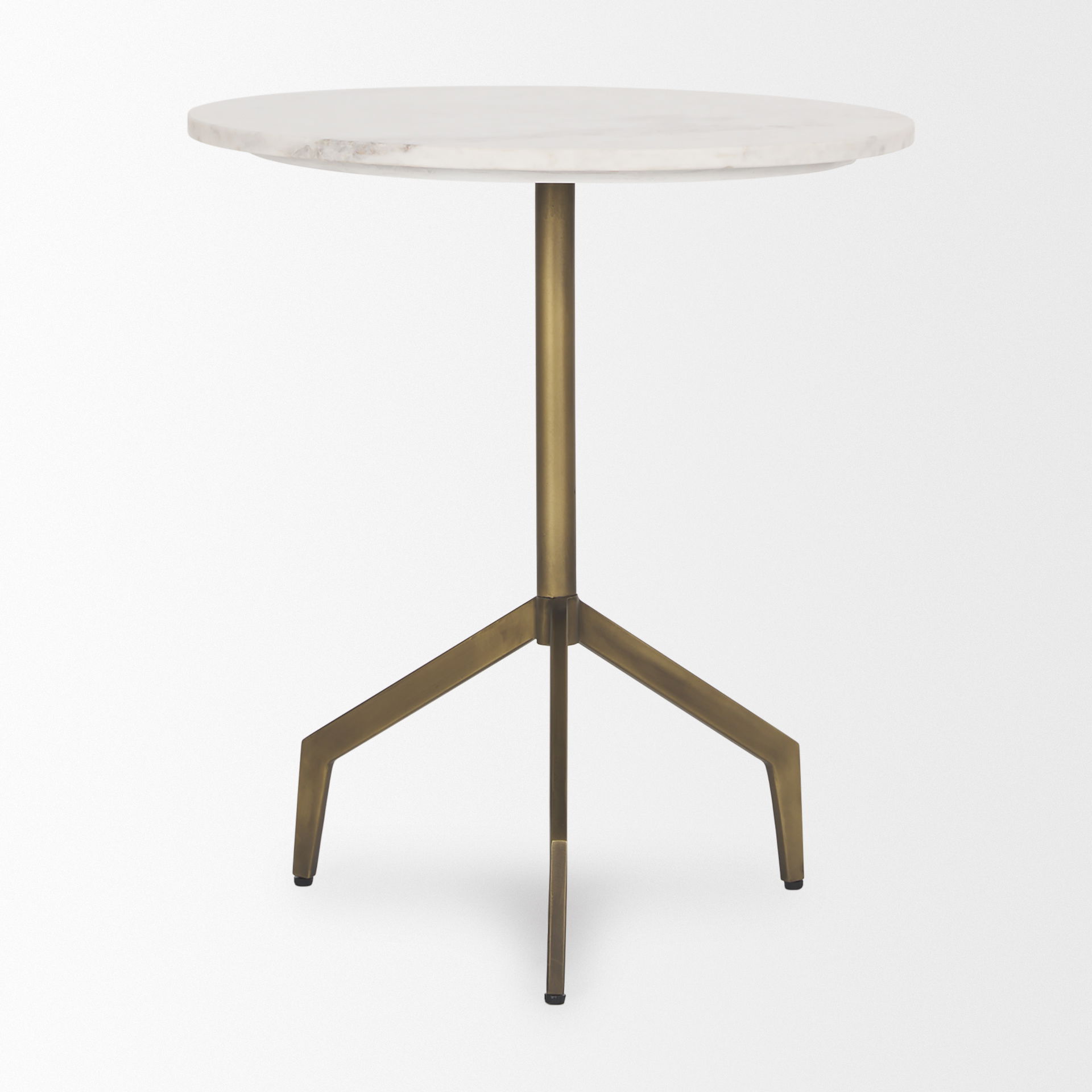 Serre Marble Top 3 Prong Gold Metal Base End Table large image 