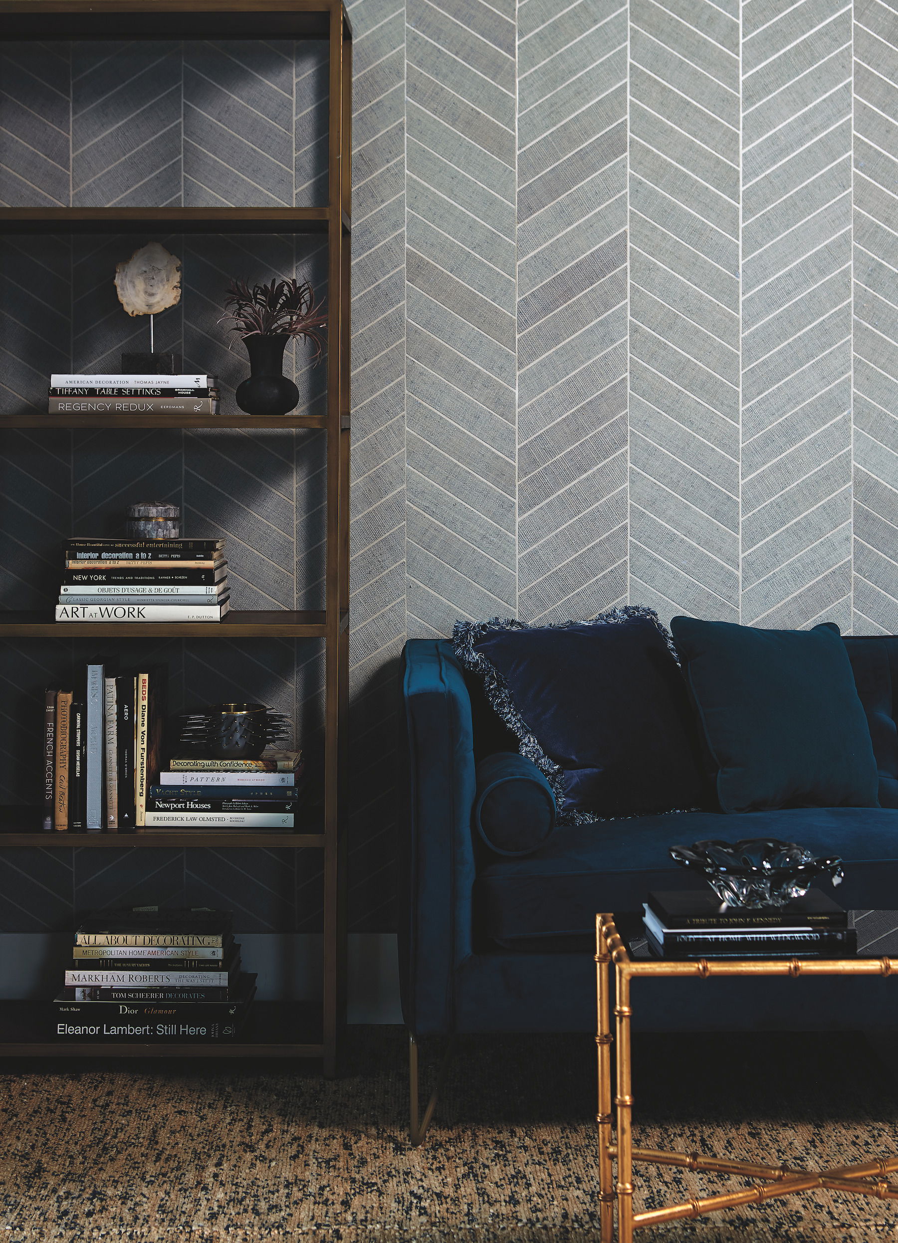 Atelier Herringbone Light Grey Wallpaper large image 