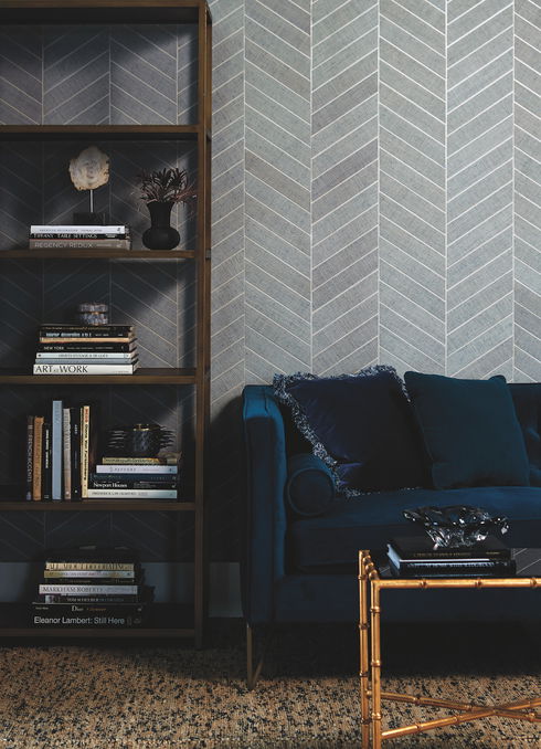 Atelier Herringbone Light Grey Wallpaper