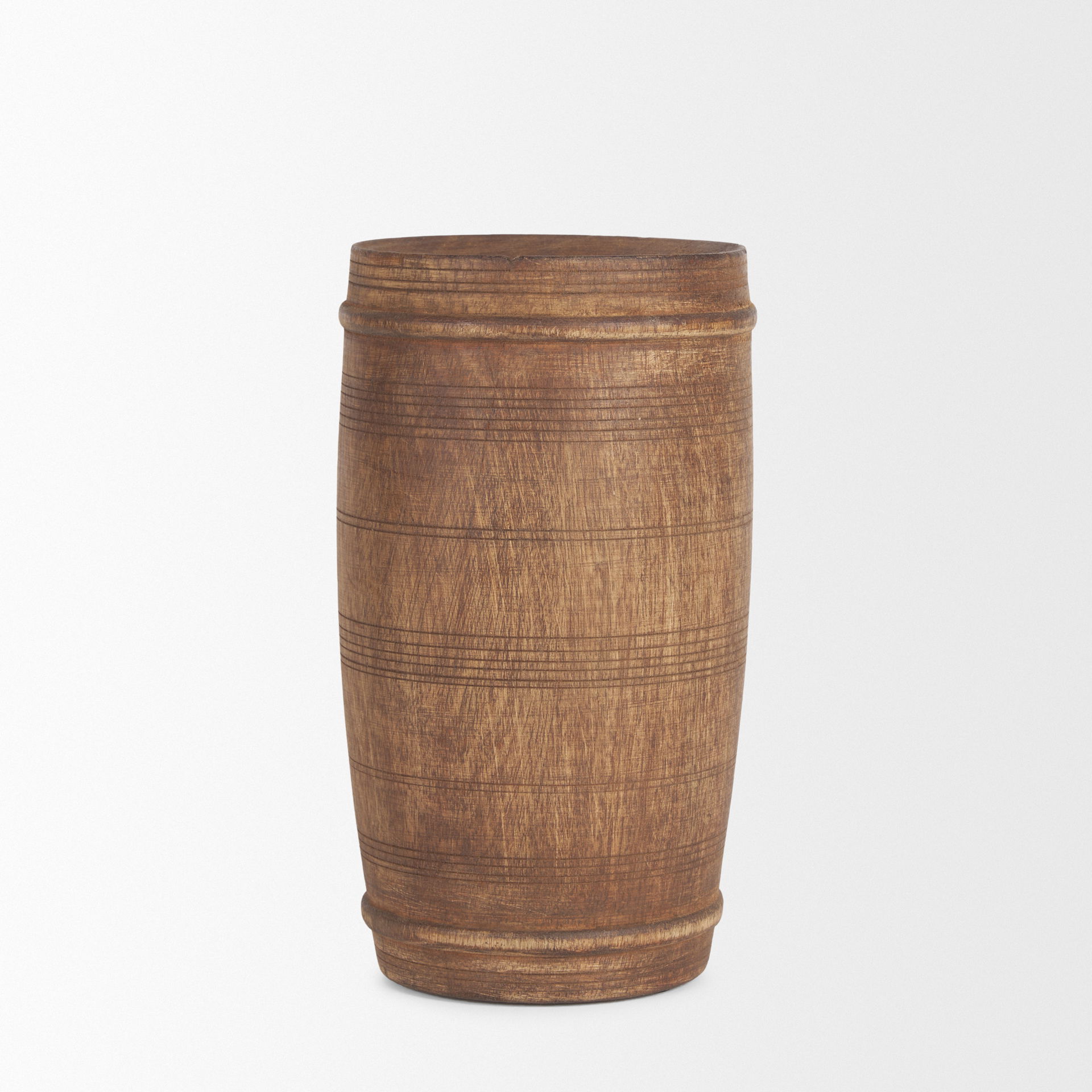 Porta Small Medium Brown Reclaimed Wooden Pot, Vase by Mercana, 4.75" length x 4.75" width x 9" height View 3