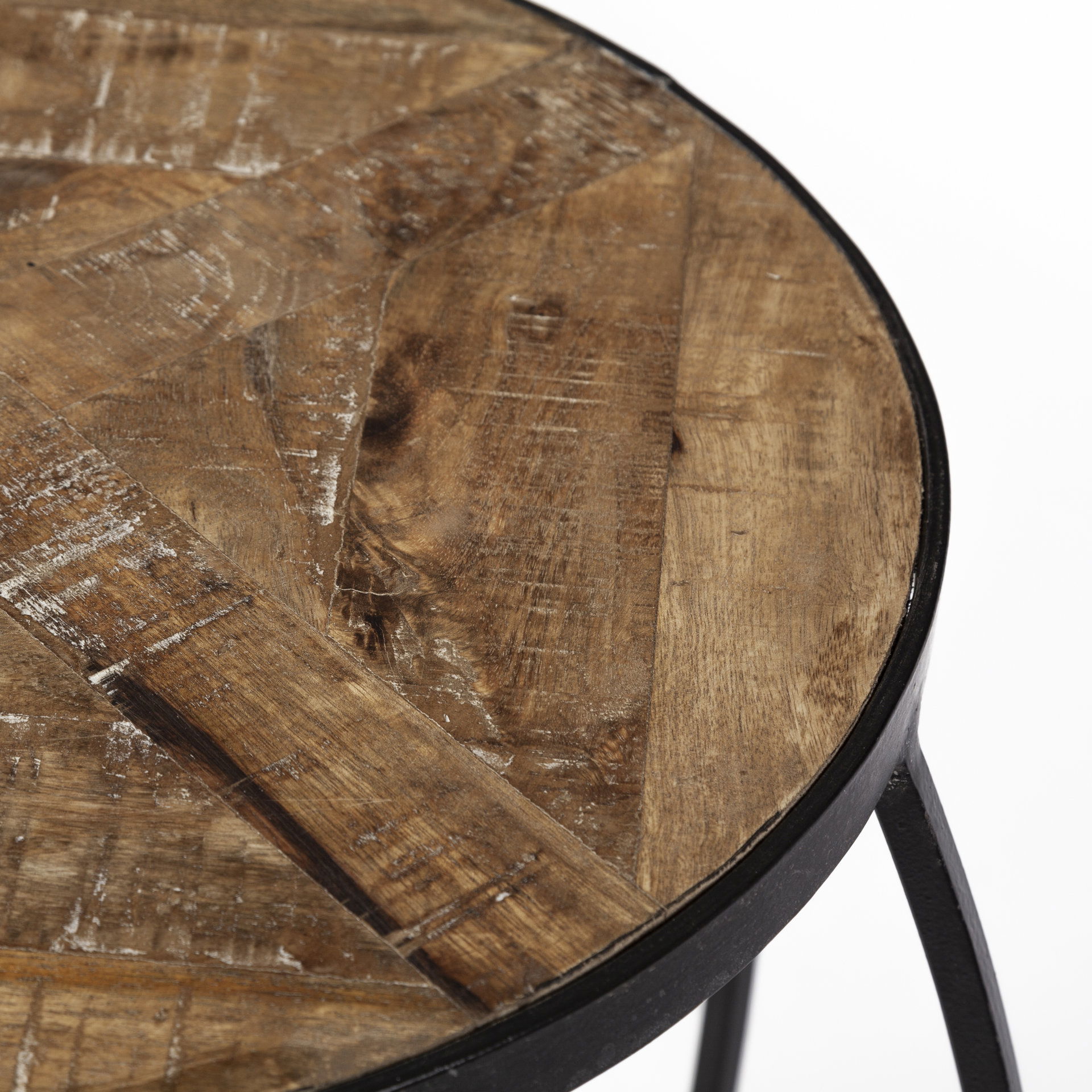 Clapp III (Set of 2) 20L x 20W Brown Round Wood Top with Black Metal Frame Nesting Accent Tables large image 