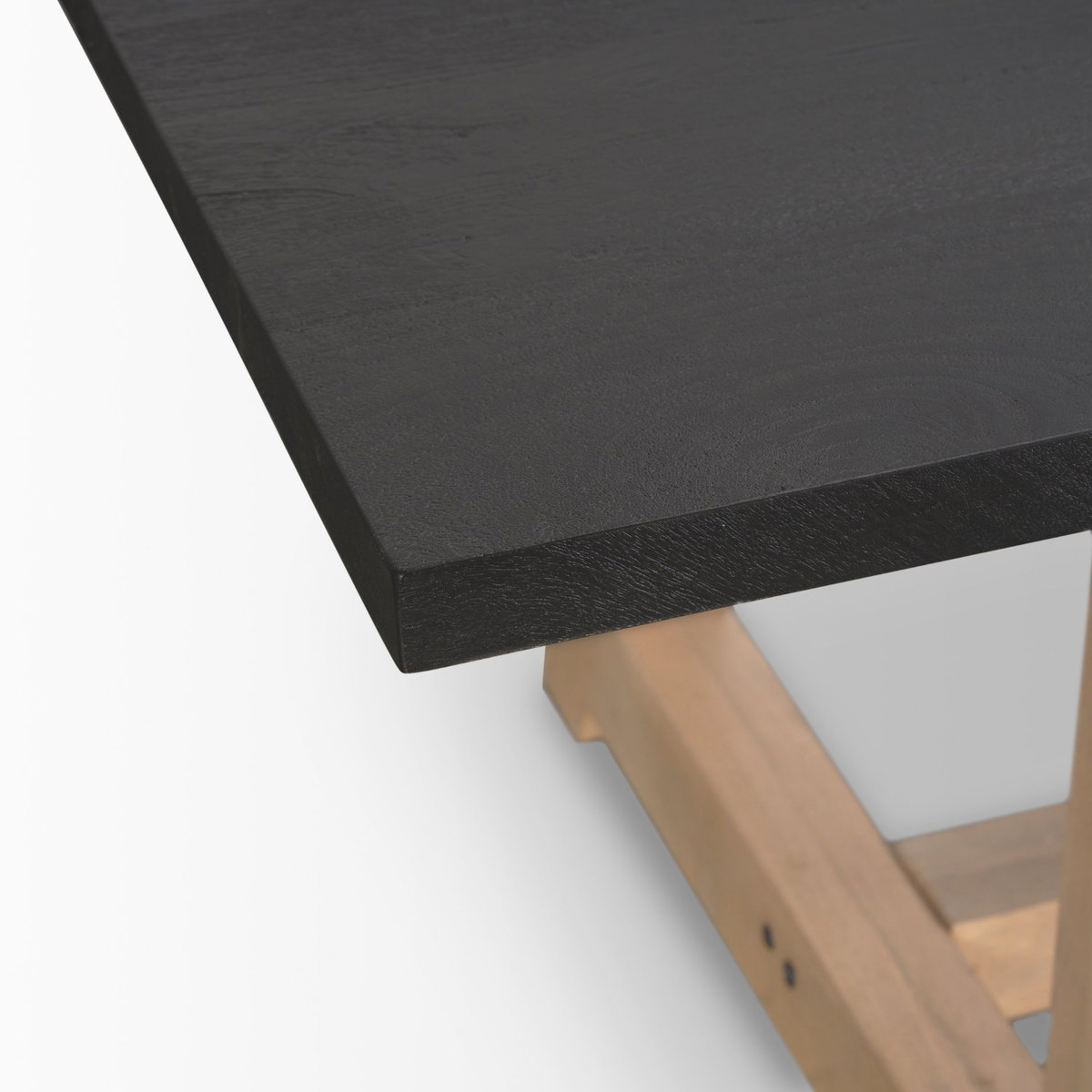 Rialto Rectangular Two-Tone Black and Brown Solid Wood Dining Table, by Mercana, 96" length x 42" width x 30" height View 5