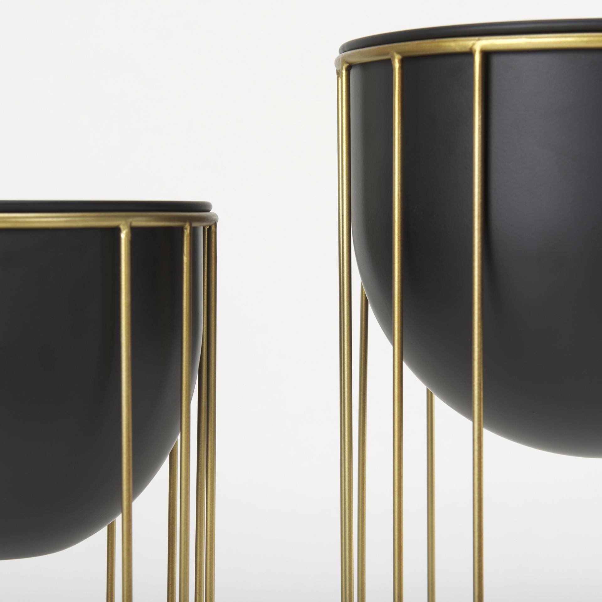 Danica Set of 2 Matte Black Metal Plant Stands, Planter by Mercana, 10.43" length x 10.43" width x 25.39" height View 8