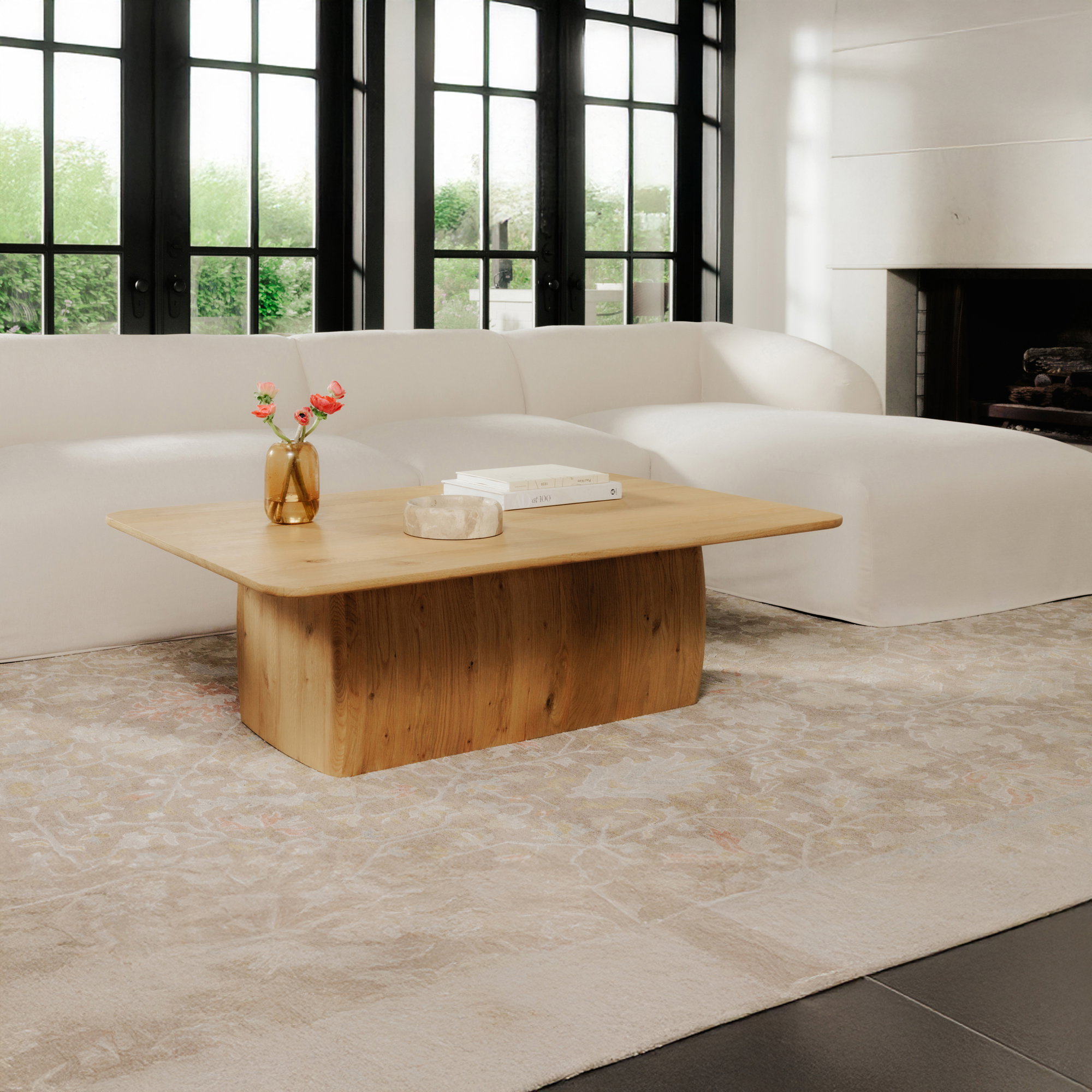 Winston Coffee Table Rustic Oak, by Moe's Home, 55" width x 17" height x 36" depth View 5