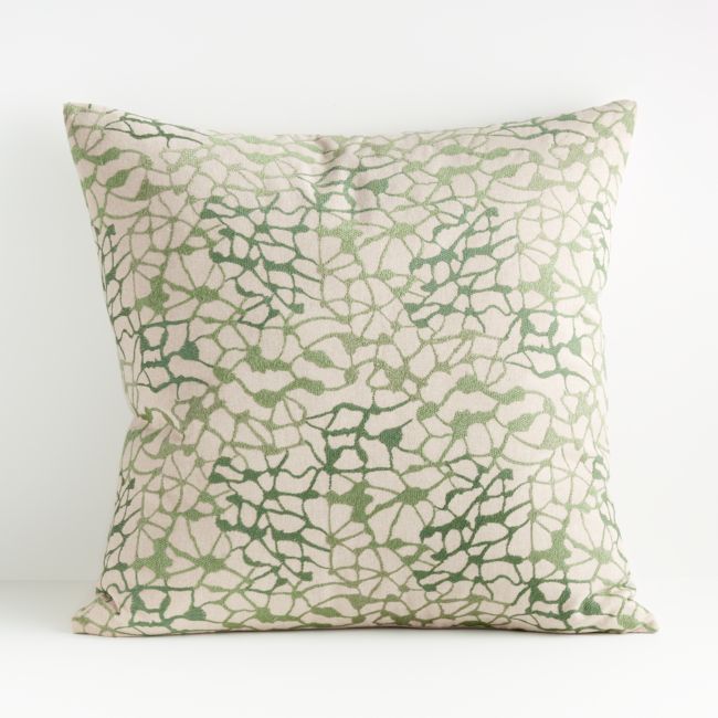 Online Designer Bedroom Faye Green and White Pillow 23" with Feather-Down Insert