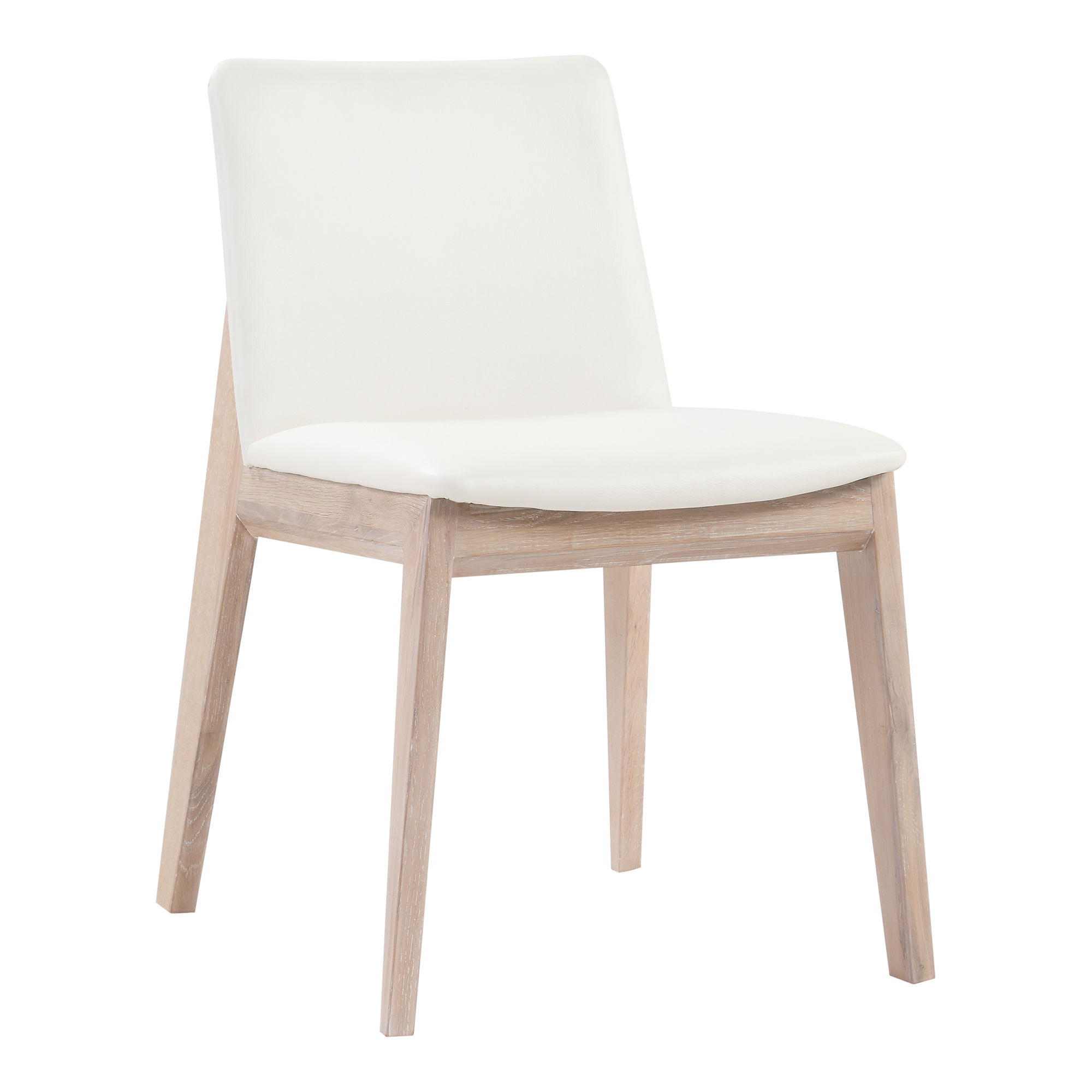 Deco Oak Dining Chair Cream White Pvc - Set Of Two, by Moe's Home, 21.25" width x 31.1" height x 21.25" depth View 5