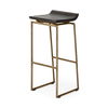 Givens 30.25' Seat Height Brown Wood Seat Gold Metal Base Stool thumbnail 0