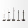 Jarvis Set of Five Dark Brown Metal and Glass Chemistry Inspired Bottles thumbnail 6