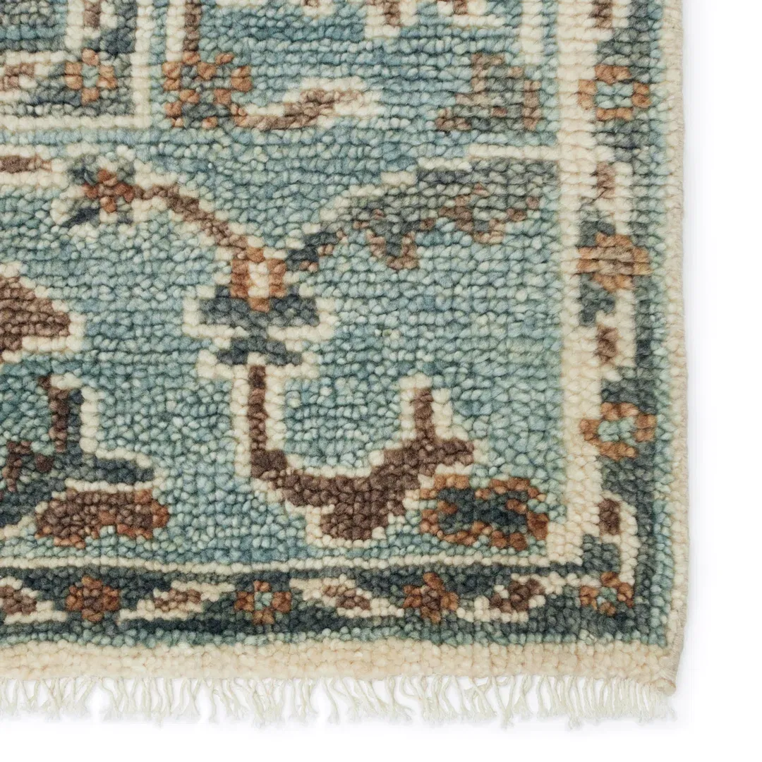 Jaipur Living Slayton Handknotted Medallion Ivory Light Teal Area Rug large image 