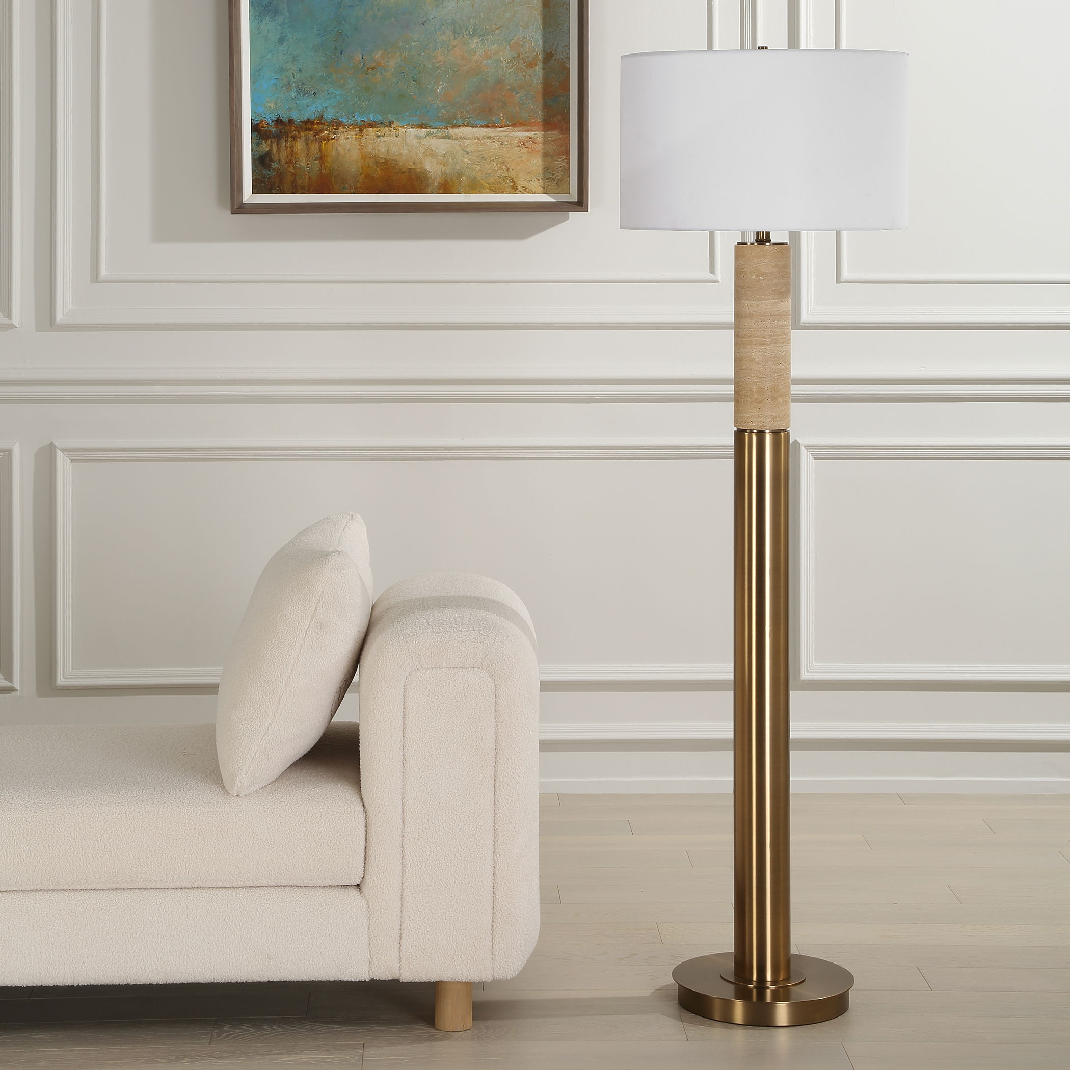 Knox Travertine Floor Lamp large image 