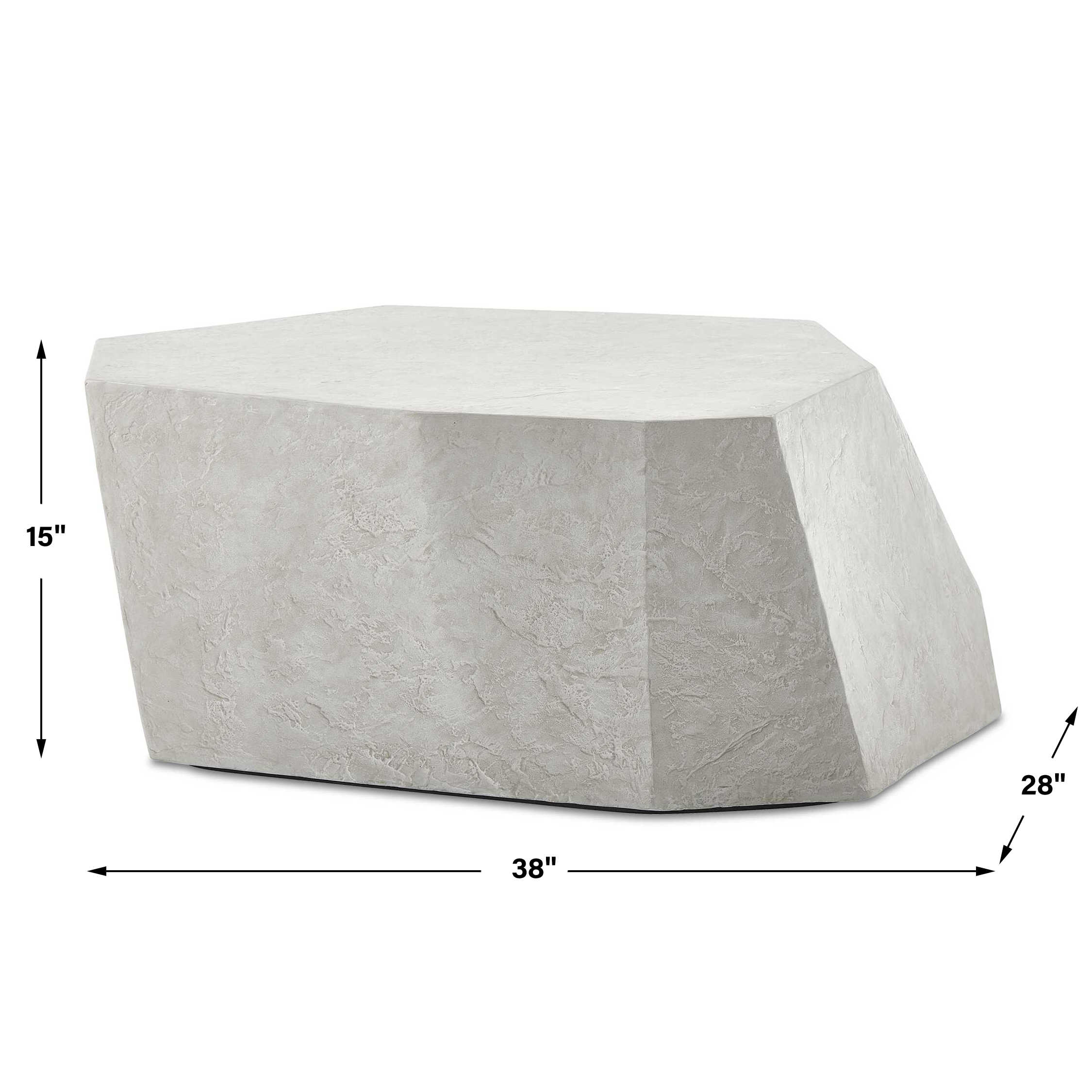 Parra Limestone Outdoor Coffee Table, Furniture by Uttermost, 38" width x 15" height x 28" depth View 3