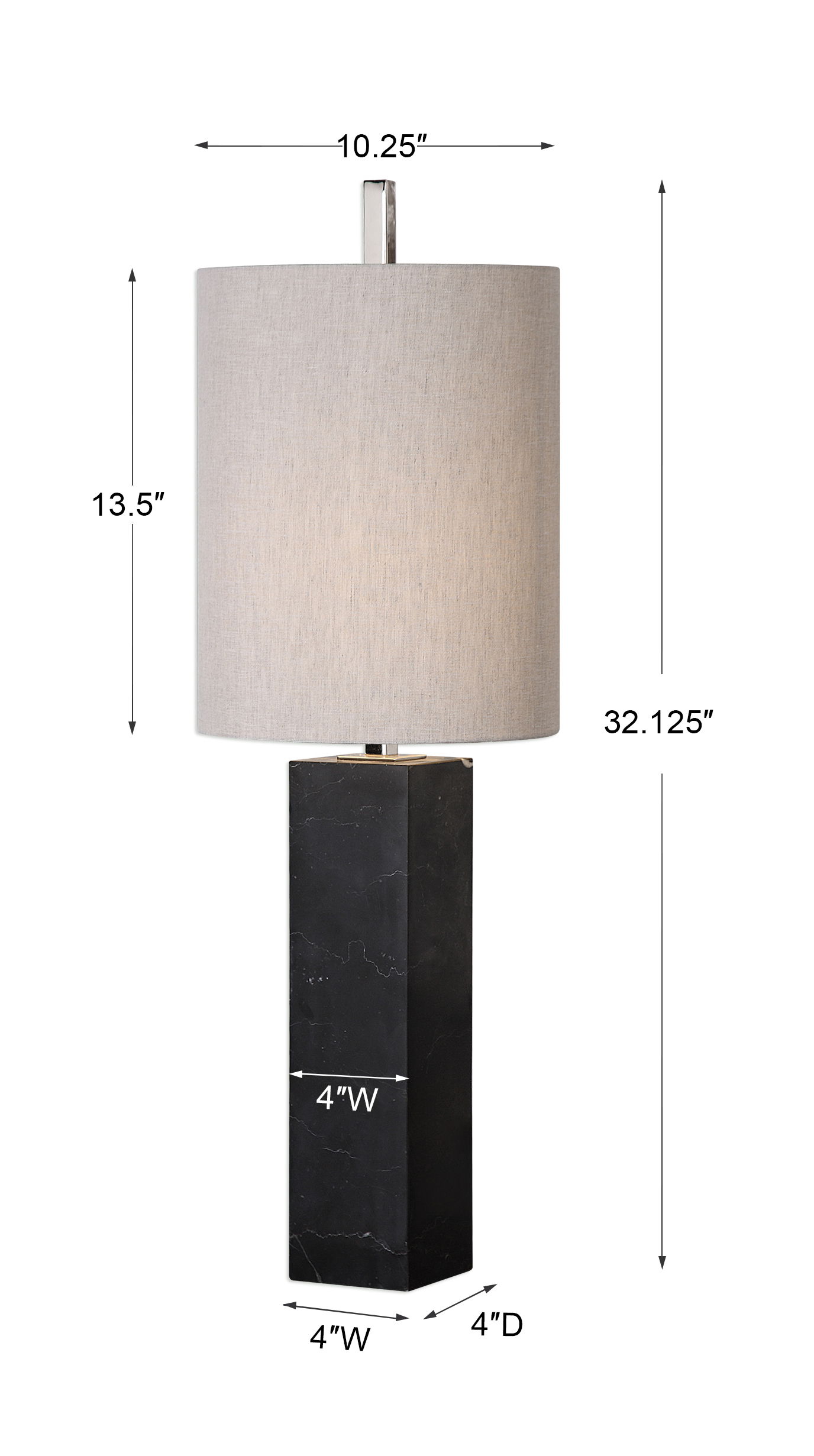 Delaney Marble Column Accent Lamp, by Uttermost, 10.25" width x 32.12" height x 10.25" depth View 3