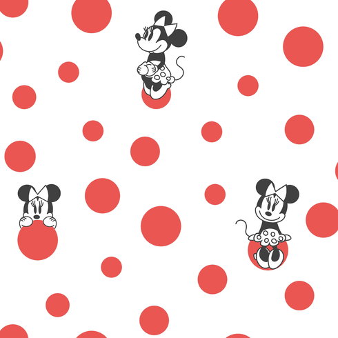 Disney Minnie Mouse Dots Red Wallpaper