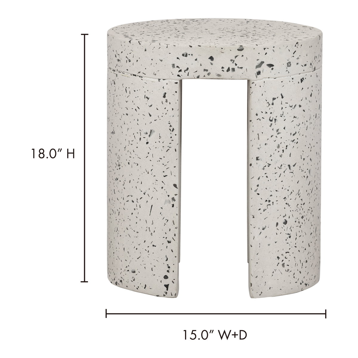 Lyon Outdoor Stool White Terrazzo, Outdoor Chair by Moe's Home, 1'3" width x 1'5.7" height x 1'3" depth View 12