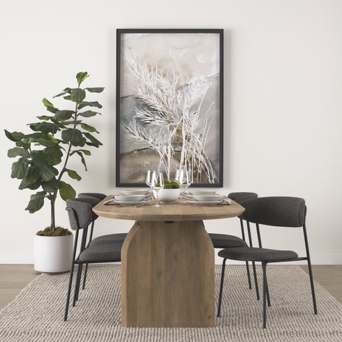 Corey Contoured Back Dining Side Chair | Gray Fabric with Metal