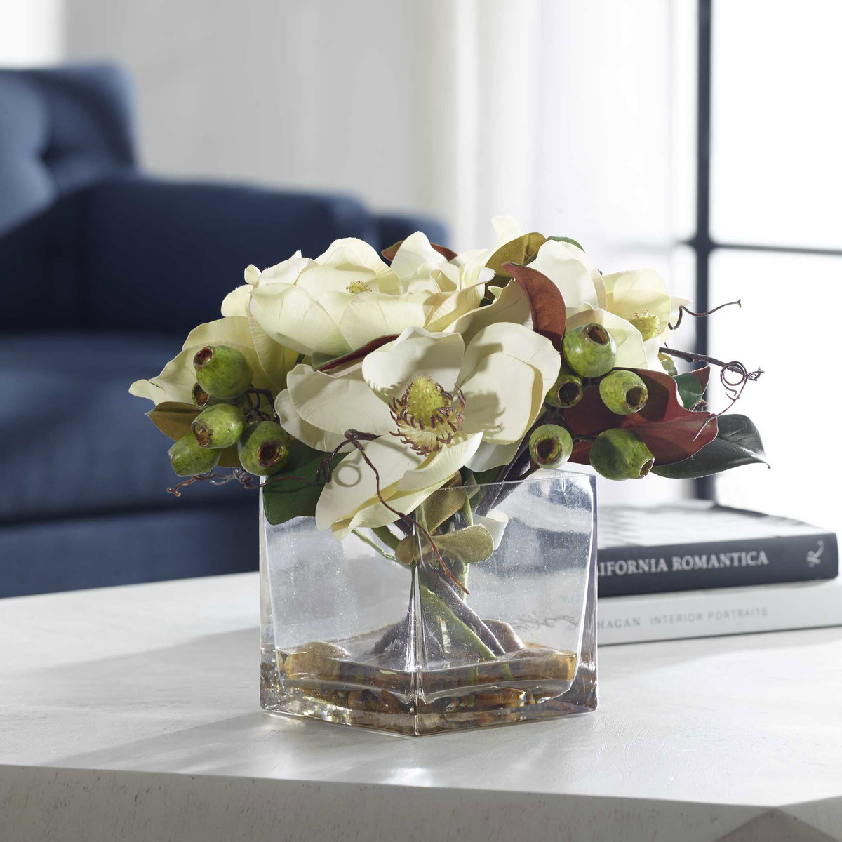 Dobbins Magnolia Bouquet, Artificial Plants & Flower by Uttermost, 15.75" width x 15.75" height x 13.5" depth View 2