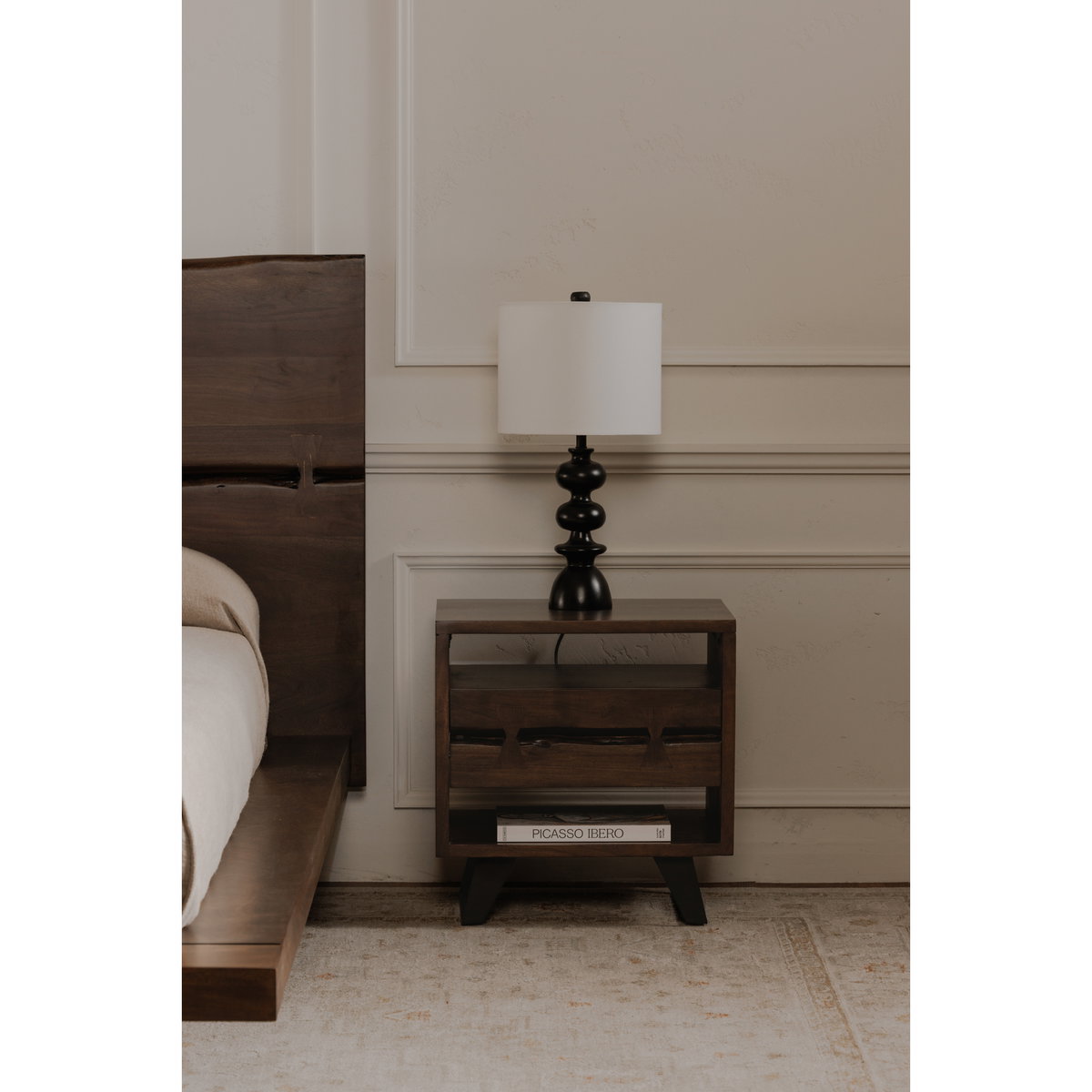 Madagascar Nightstand Dark Brown, by Moe's Home, 21.5" width x 22" height x 16" depth View 8