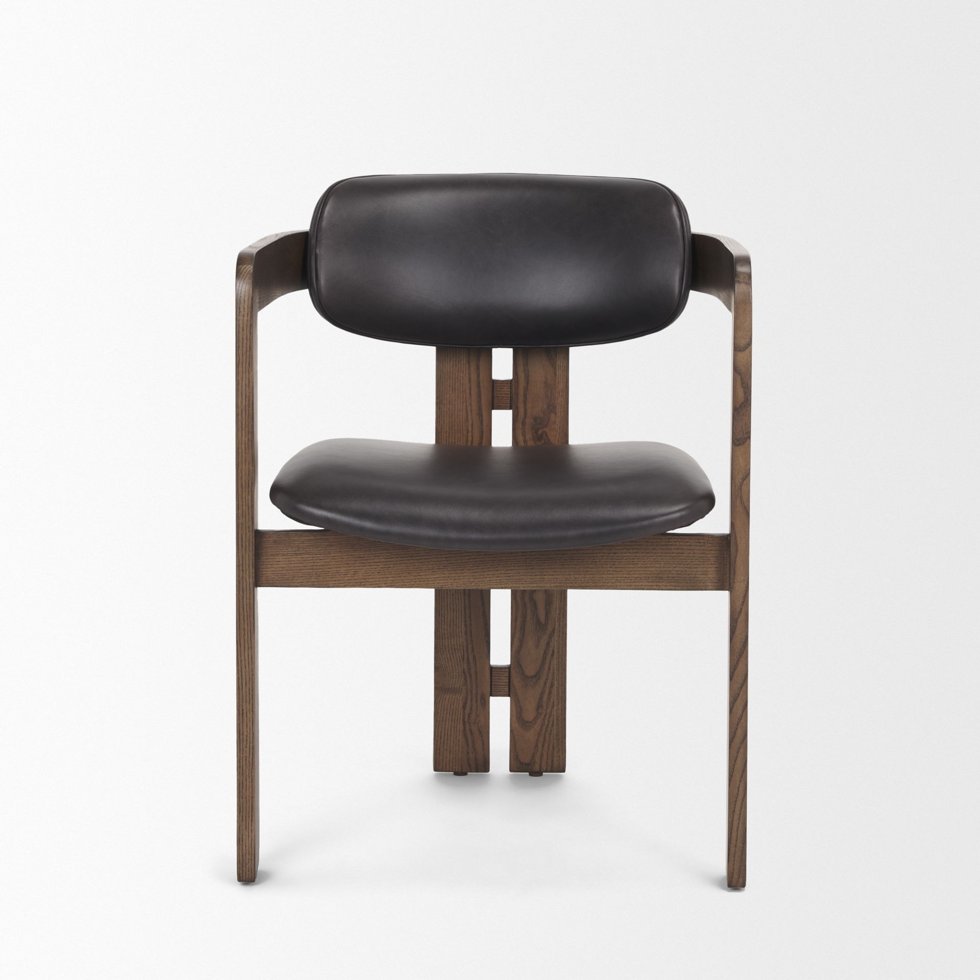 Shiro Medium Brown with Espresso Brown Leather Dining Chair large image 