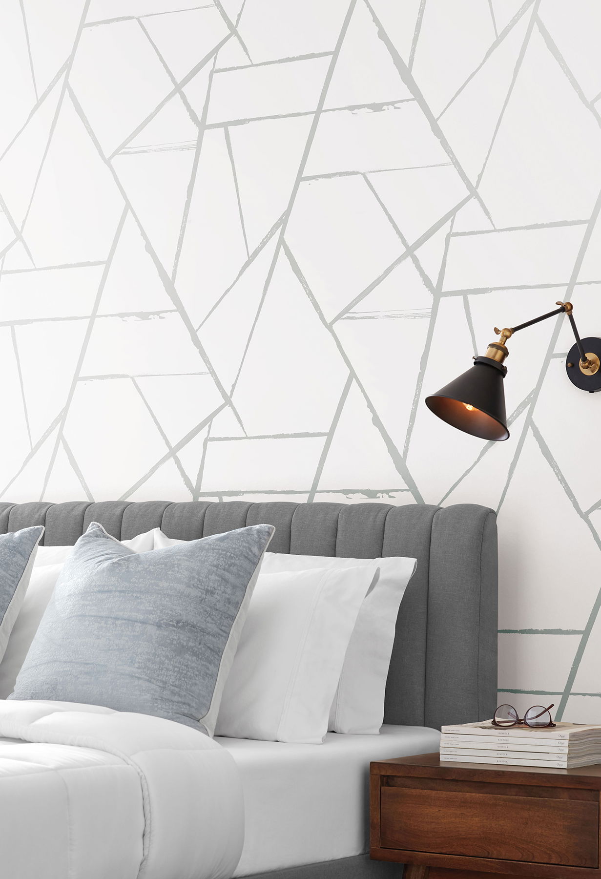 Intersect Silver Metallic Wallpaper large image 