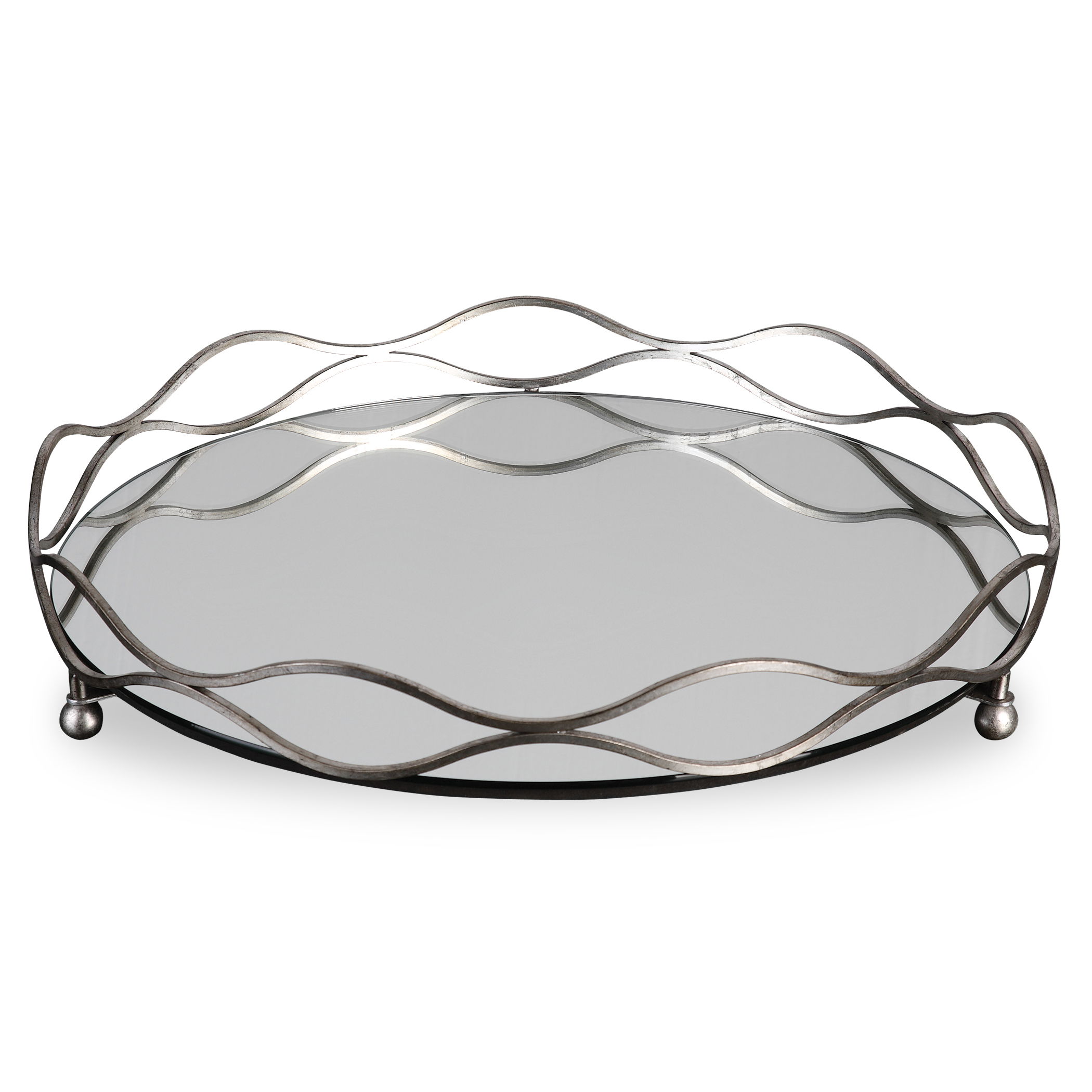 Rachele Mirrored Silver Tray large image 