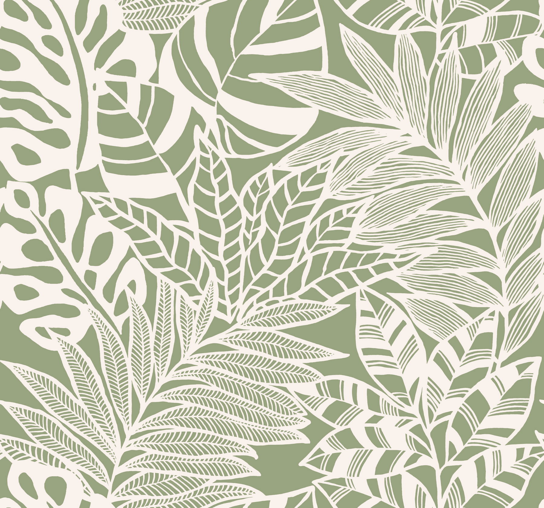 Jungle Leaves Green Wallpaper, by York Wall, 27' length x 2'3" width x 0.02" depth View 1