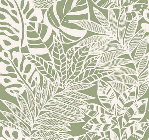 Jungle Leaves Green Wallpaper