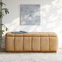 Online Designer Living Room Vanesa 50.5"W Modern Chenille Fully Assemble Upholstered Filp-Top Storage Bench With Solid Wood Base