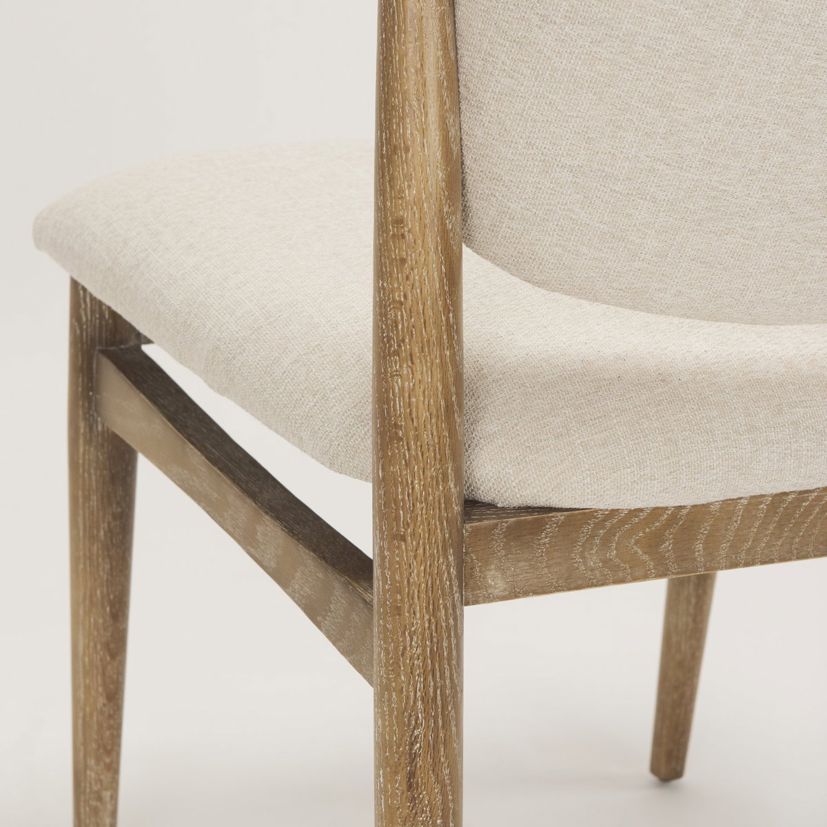 Cline Curved Back Dining Side Chair | Cream Fabric with Brown Wood, Dining Chair by Mercana, 21" length x 22.5" width x 32" height View 14