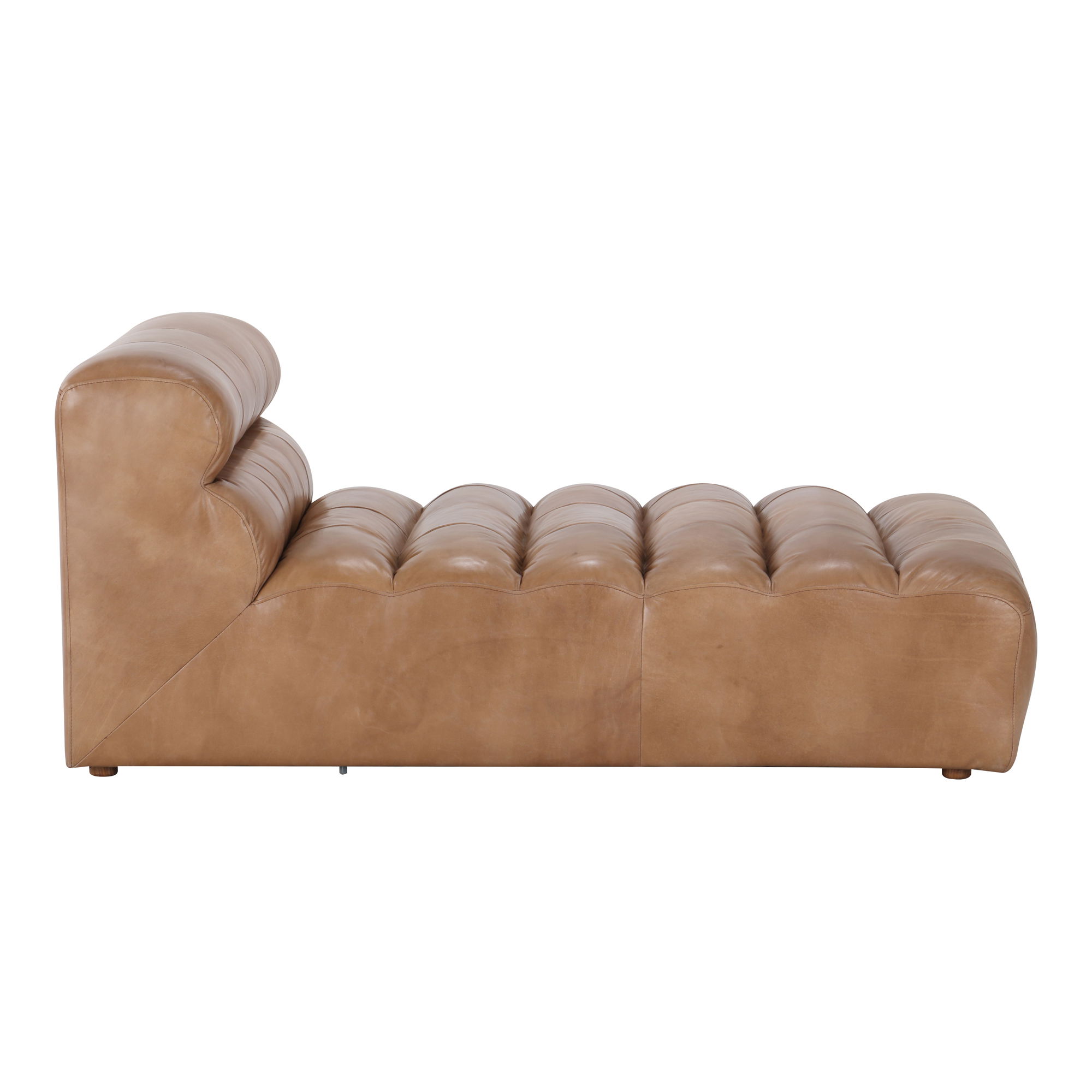 Ramsay Leather Chaise Tan, Chaise Lounges & Daybed by Moe's Home, 36" width x 28" height x 65.5" depth View 3