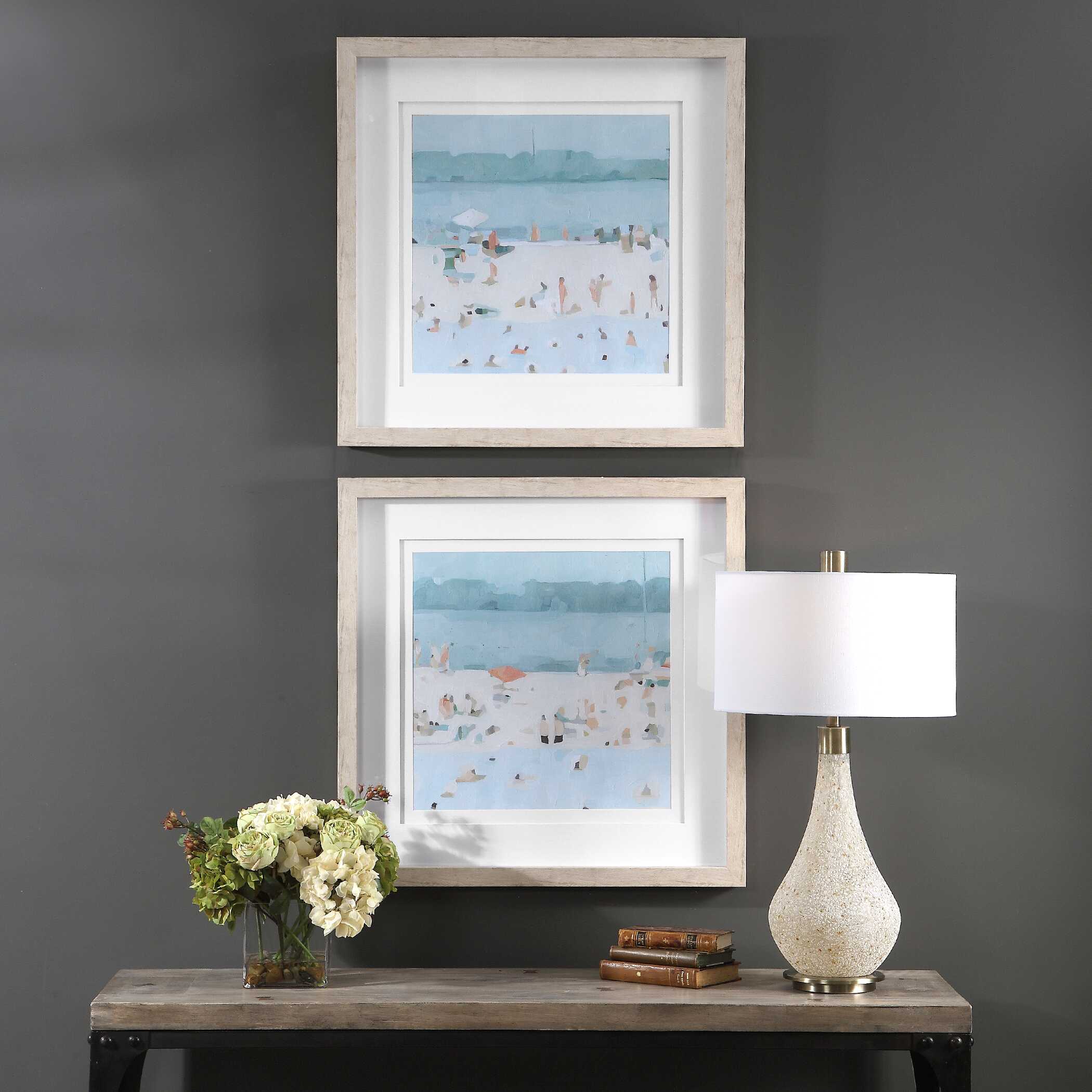 Sea Glass Sandbar Framed Prints Set/2, Painting by Uttermost, 30.5" width x 30.5" height x 2" depth View 2