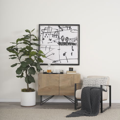 Darwin Light Brown Wooden 2 Door with 2 Shelves Accent Cabinet