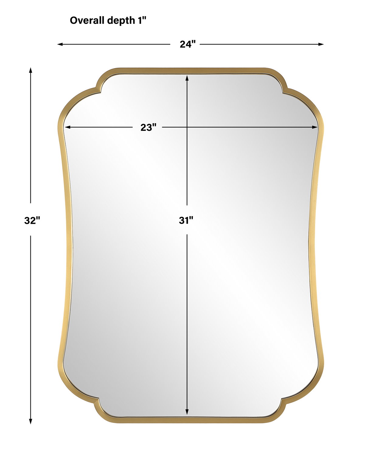 Athena Brushed Brass Mirror, by Uttermost, 2' width x 2'8" height x 1" depth View 3