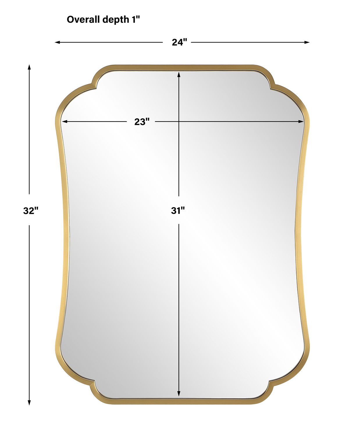 Athena Brushed Brass Mirror, by Uttermost, 24" width x 32" height x 1" depth View 3
